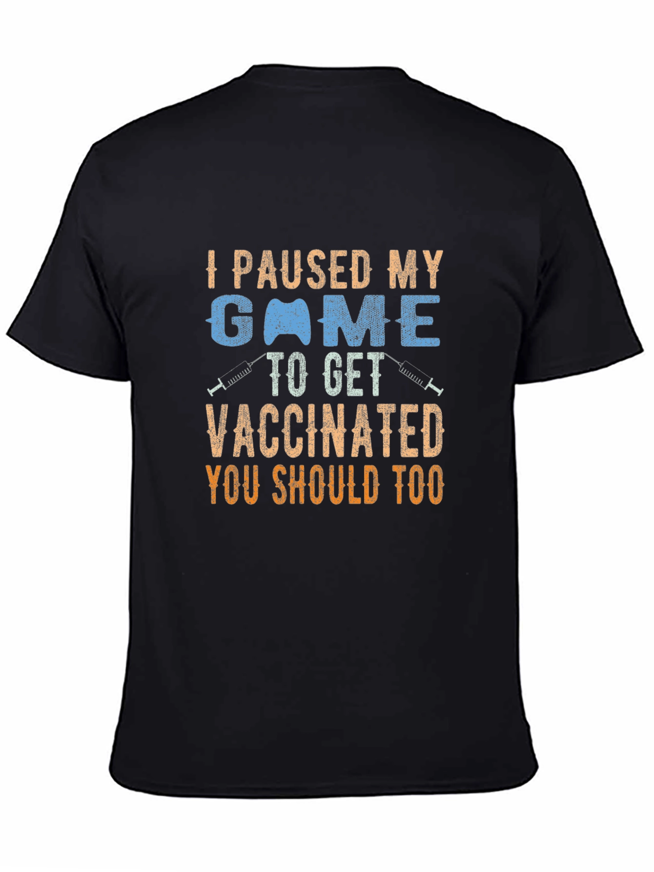 Vaccinated Gamer Black T-Shirt