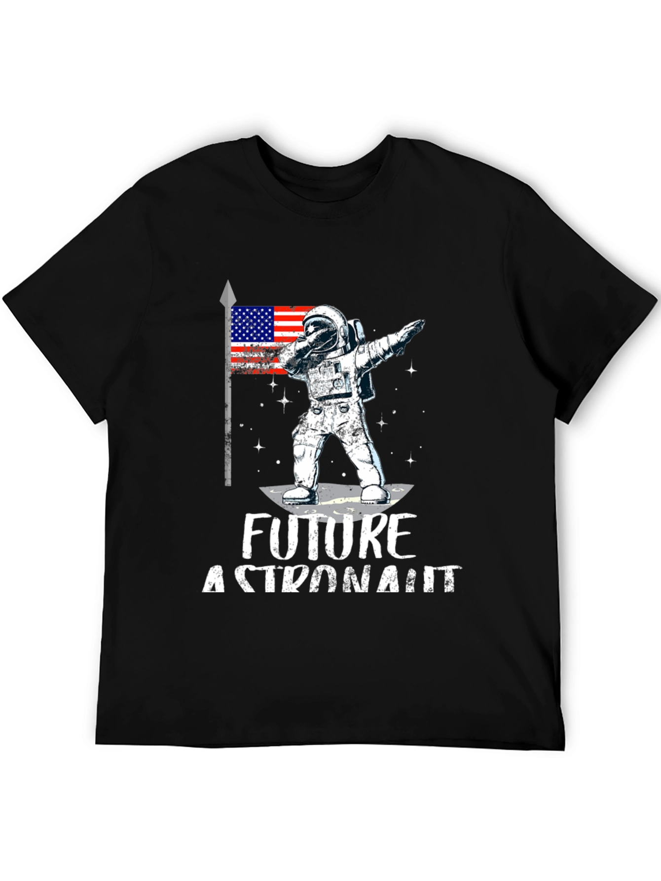 Future Astronaut Dabbing USA Flag Black T-Shirt