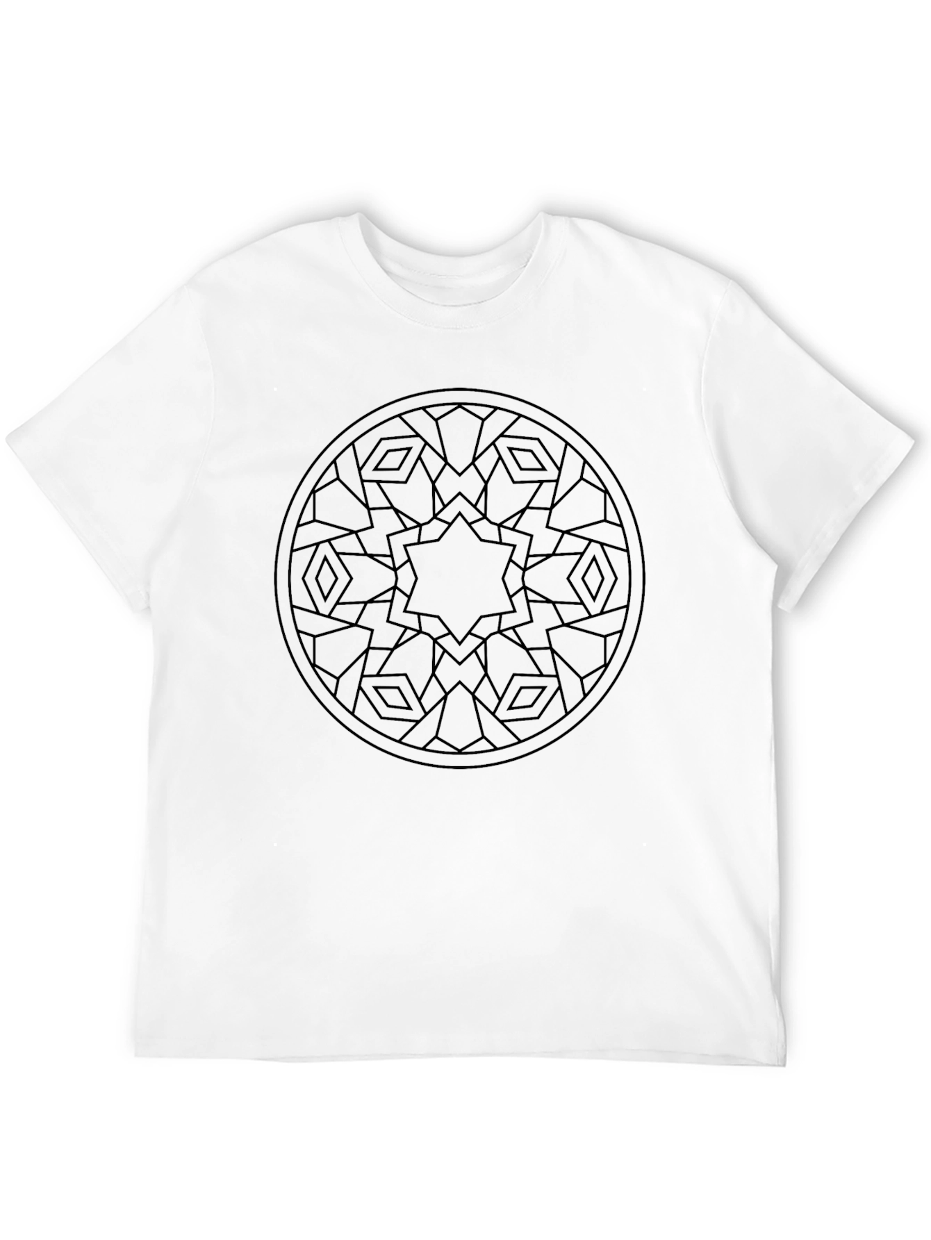 Geometric Star Mandala Black T-Shirt