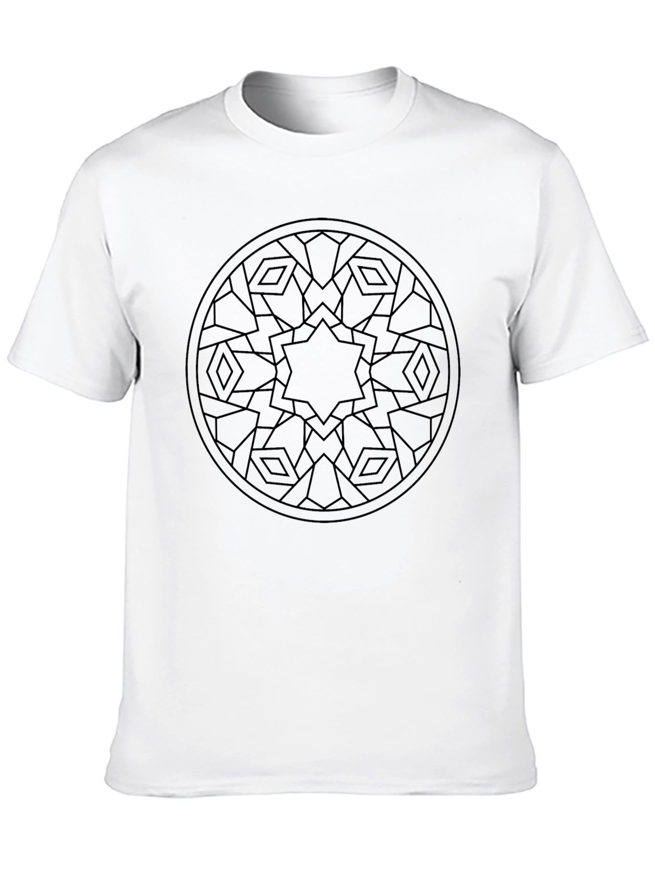 Geometric Star Mandala Black T-Shirt