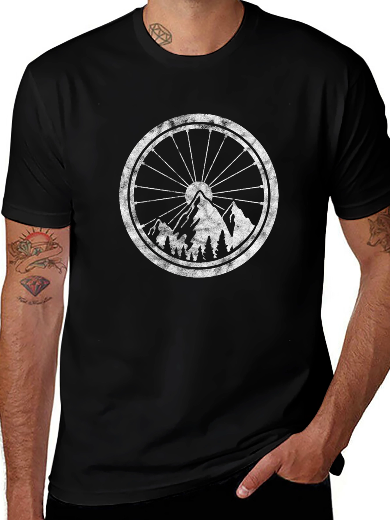 Mountain Bike Wheel Graphic Tee - Black