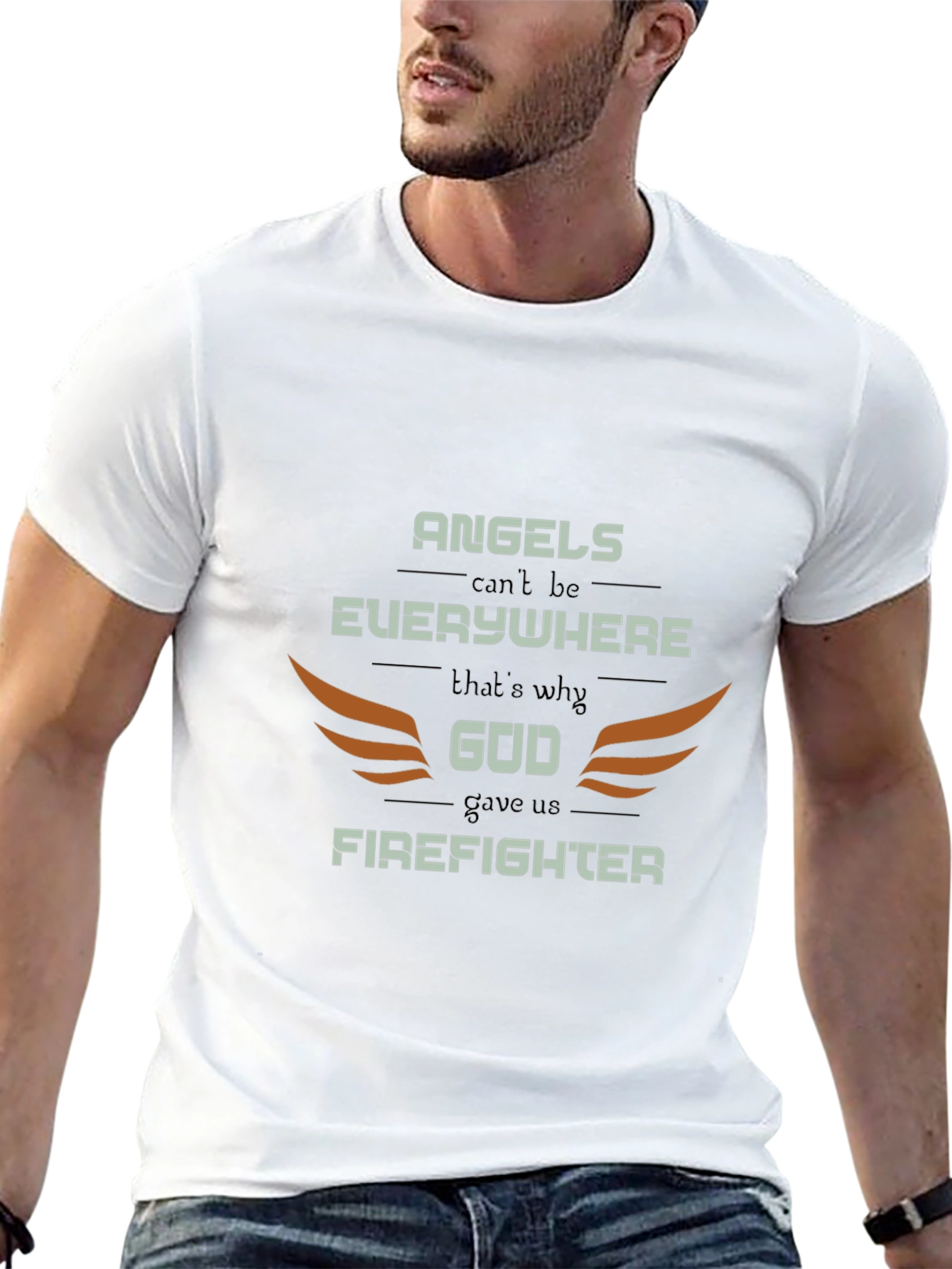 Firefighter Graphic Tee - Angels Cant Be Everywhere