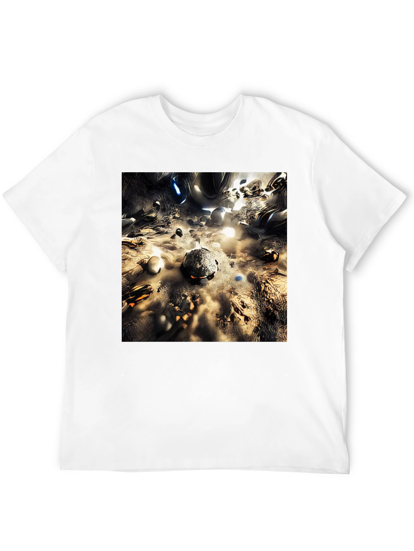 Abstract Metallic Planetscape Black T-Shirt