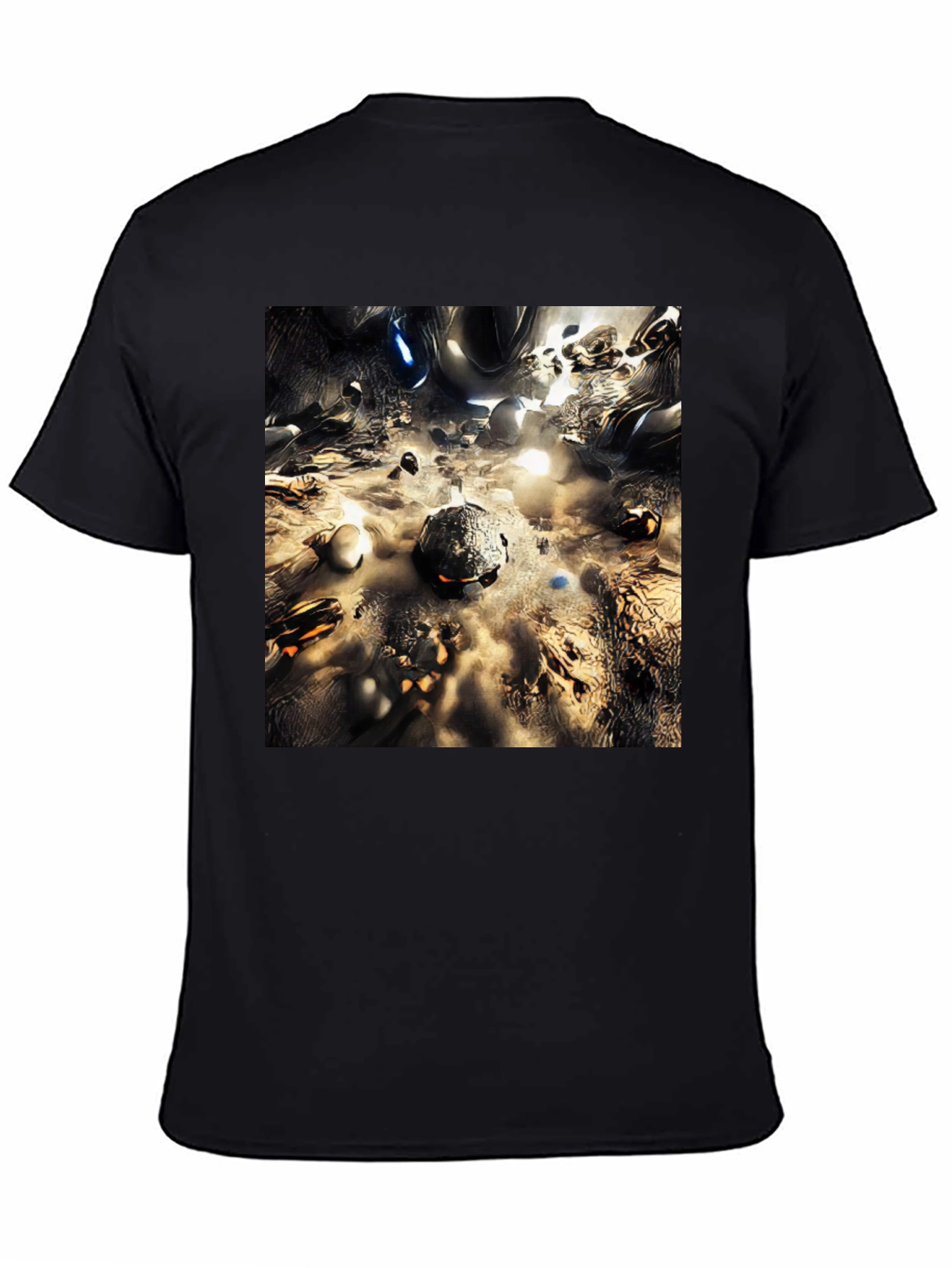 Abstract Metallic Planetscape Black T-Shirt