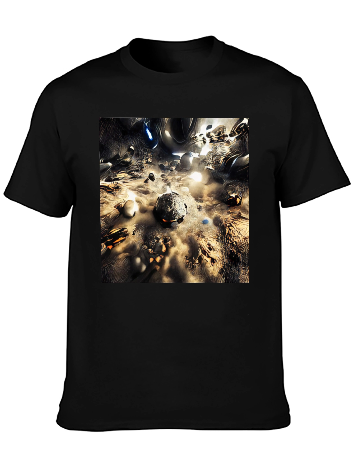 Abstract Metallic Planetscape Black T-Shirt