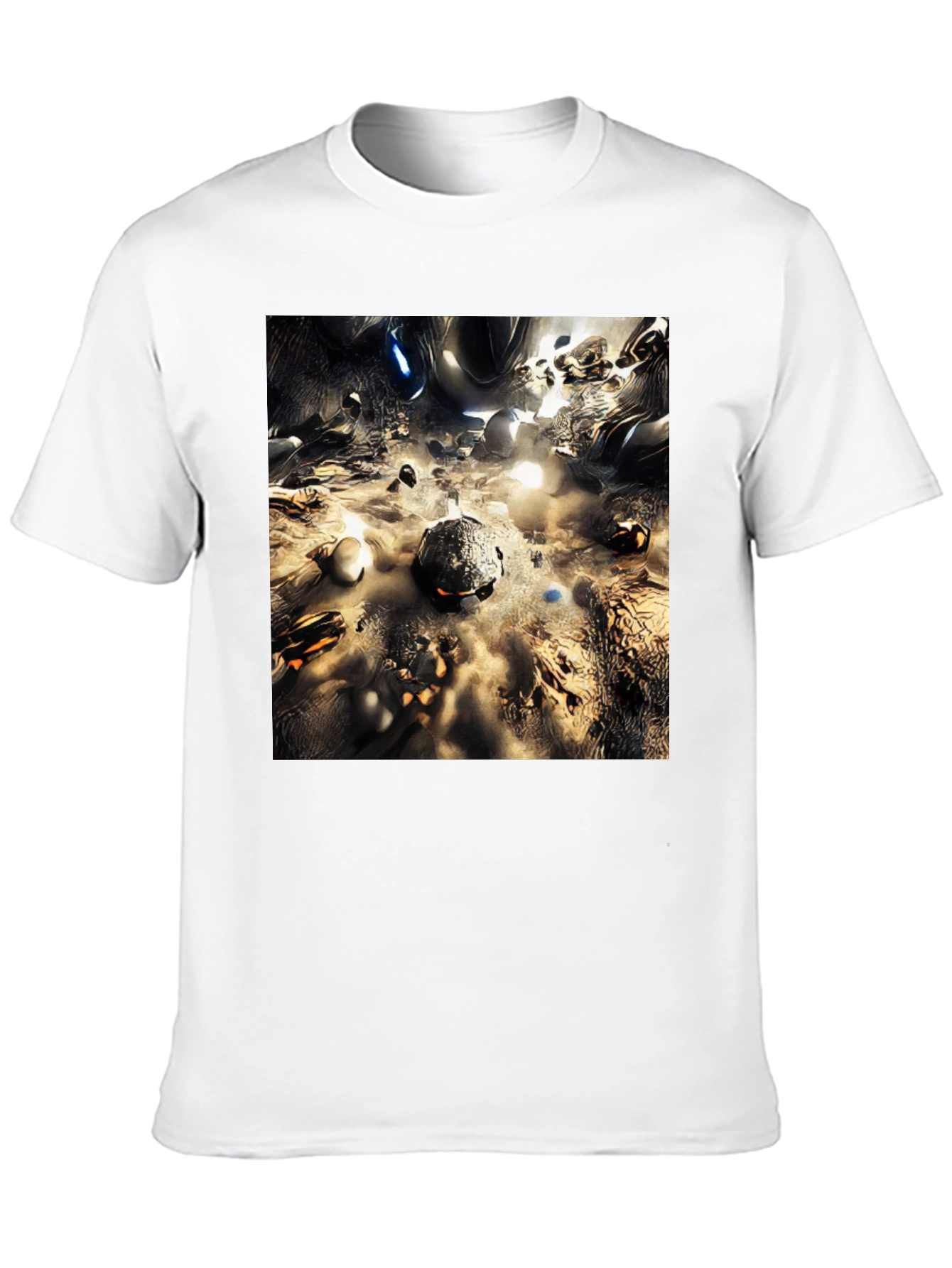 Abstract Metallic Planetscape Black T-Shirt