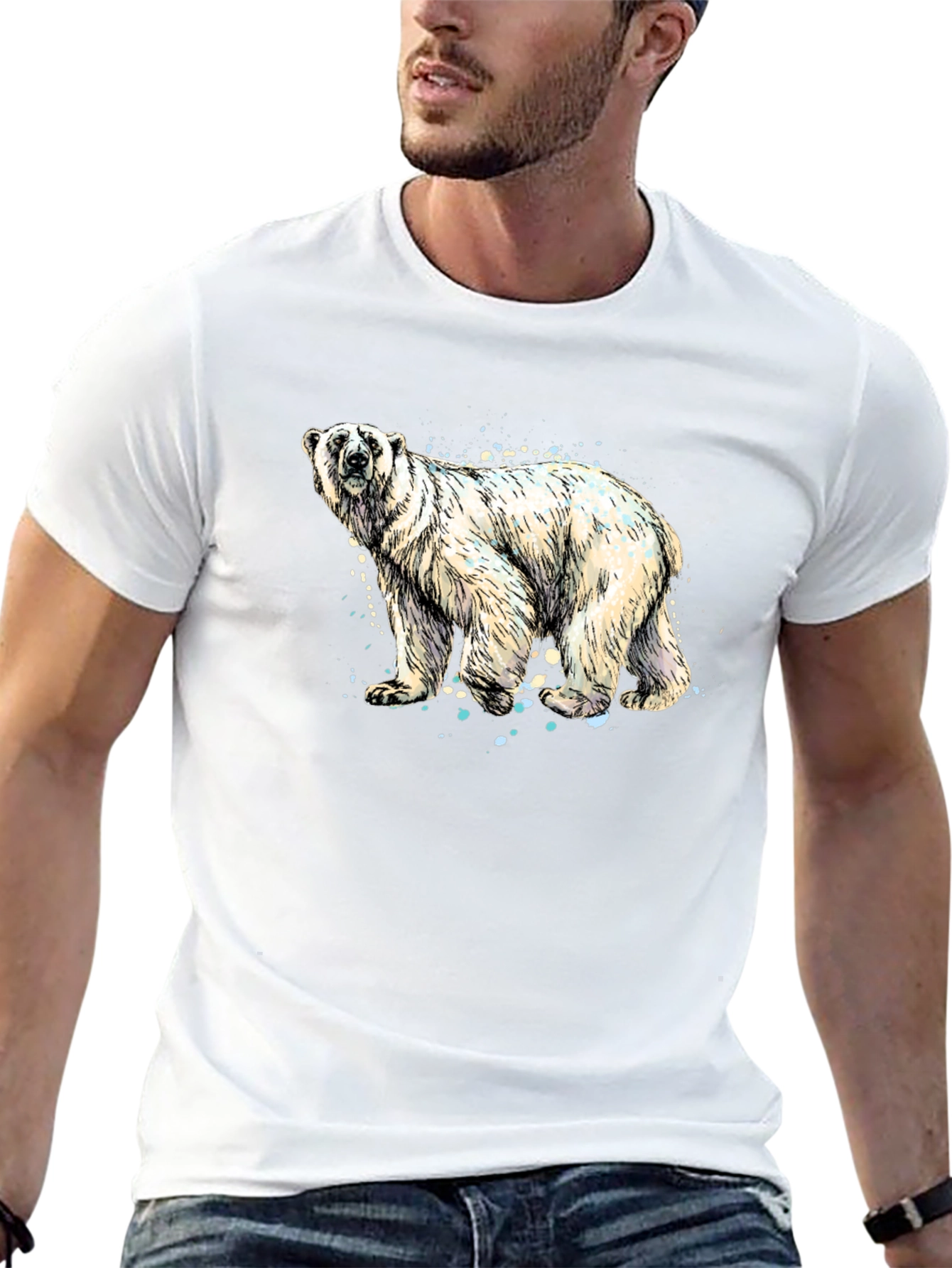 Polar Bear Graphic Tee - Stylish Black T-Shirt
