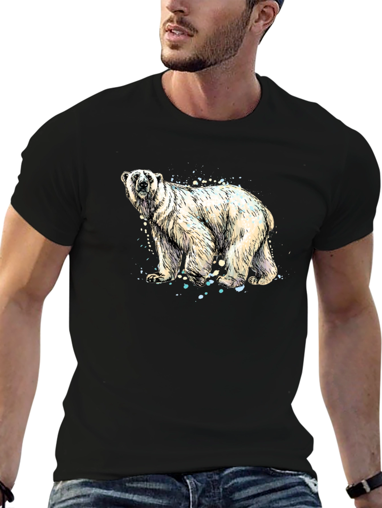 Polar Bear Graphic Tee - Stylish Black T-Shirt