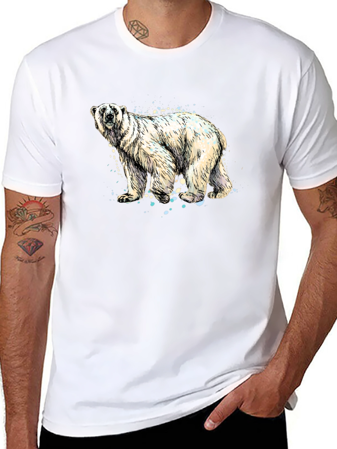 Polar Bear Graphic Tee - Stylish Black T-Shirt