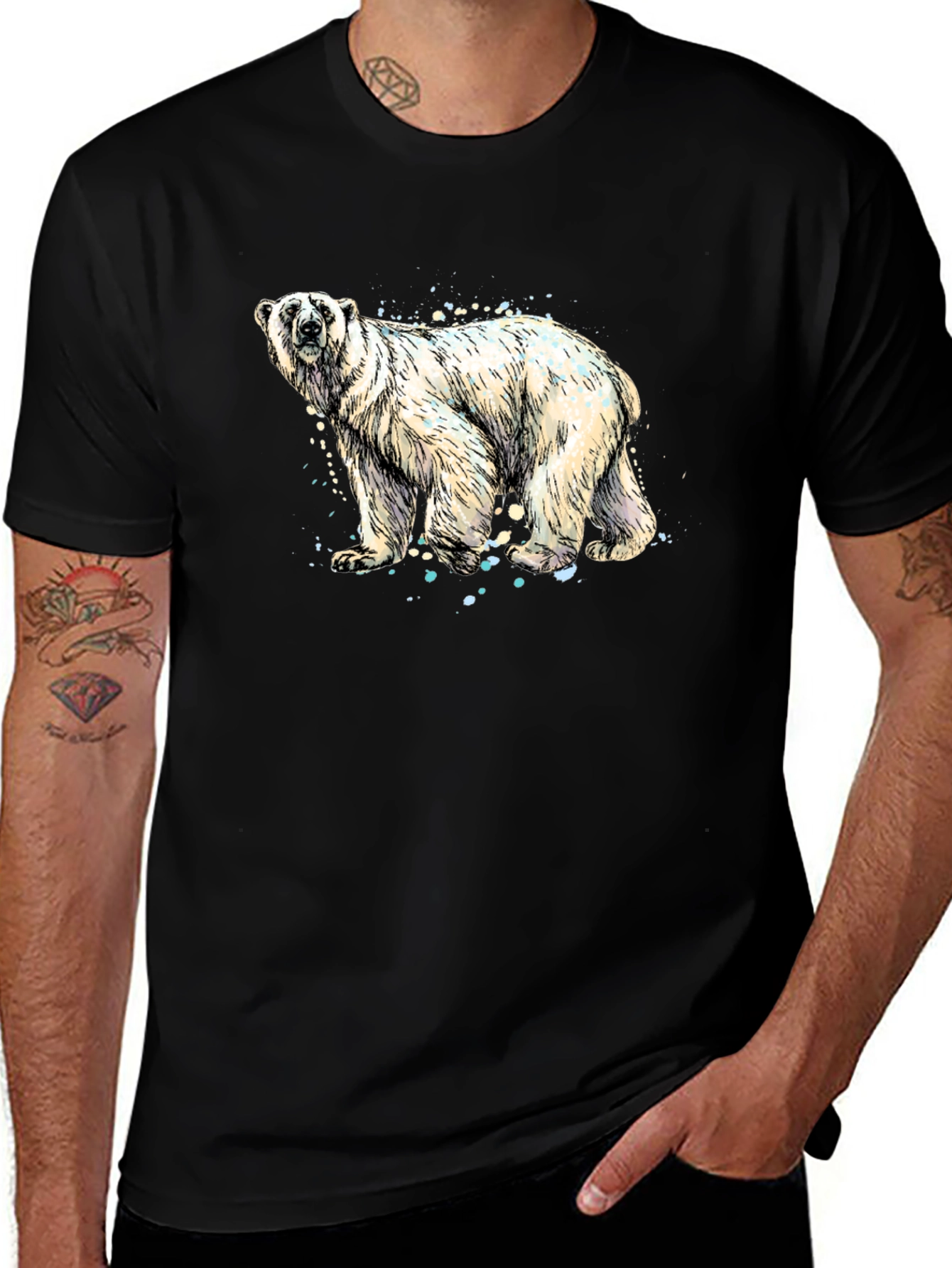 Polar Bear Graphic Tee - Stylish Black T-Shirt