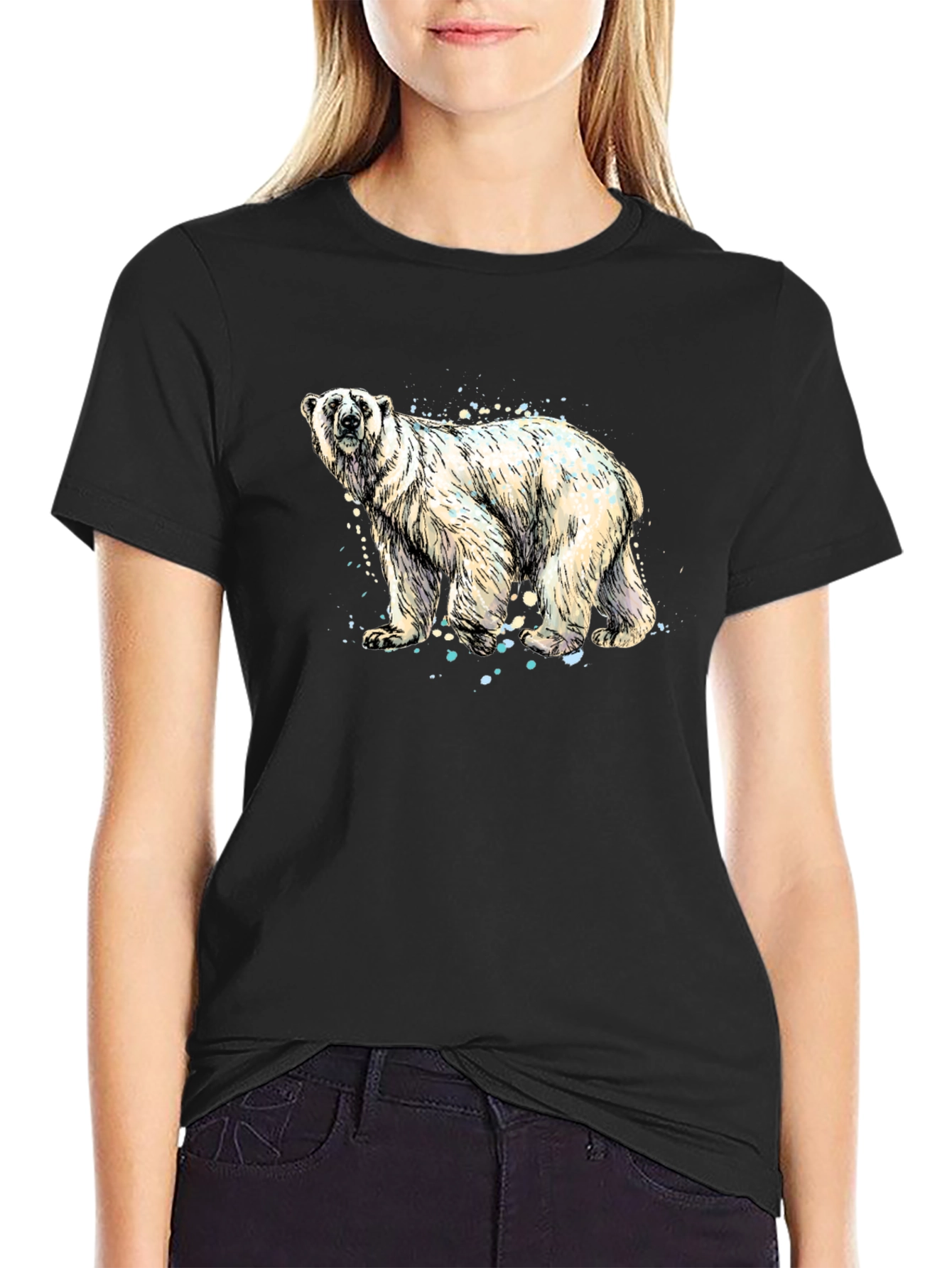 Polar Bear Graphic Tee - Stylish Black T-Shirt