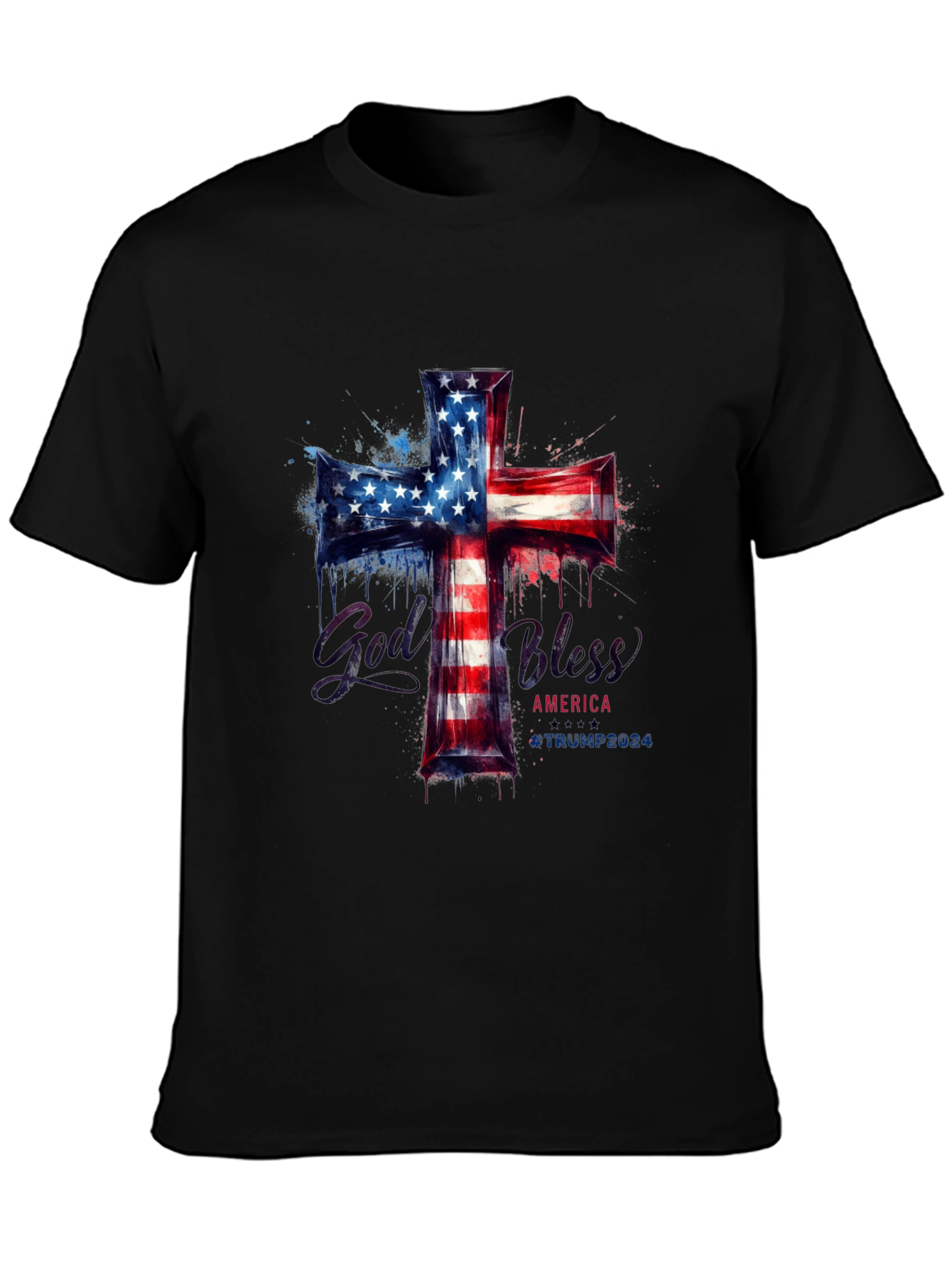 God Bless America Patriotic Cross T-Shirt