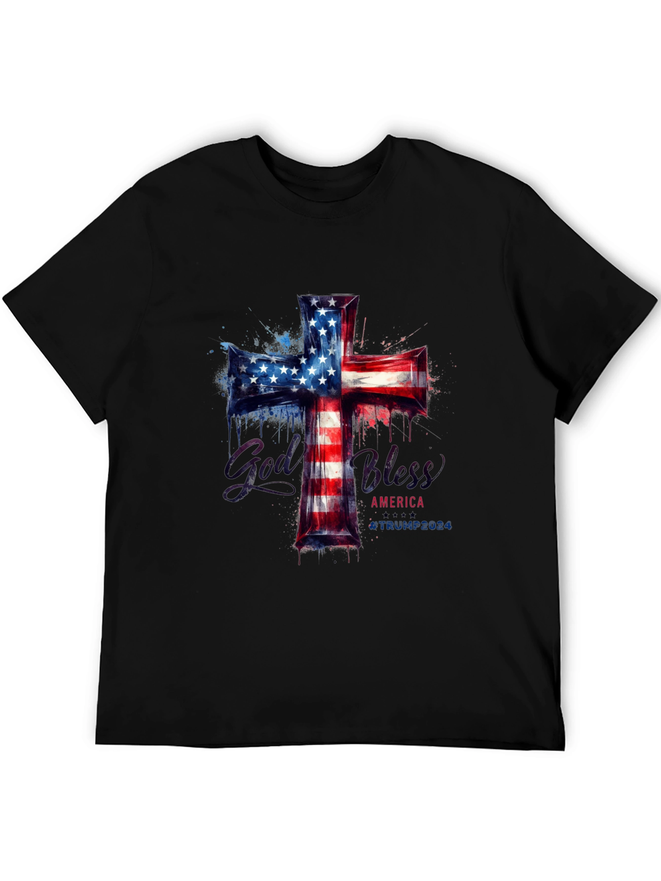 God Bless America Patriotic Cross T-Shirt