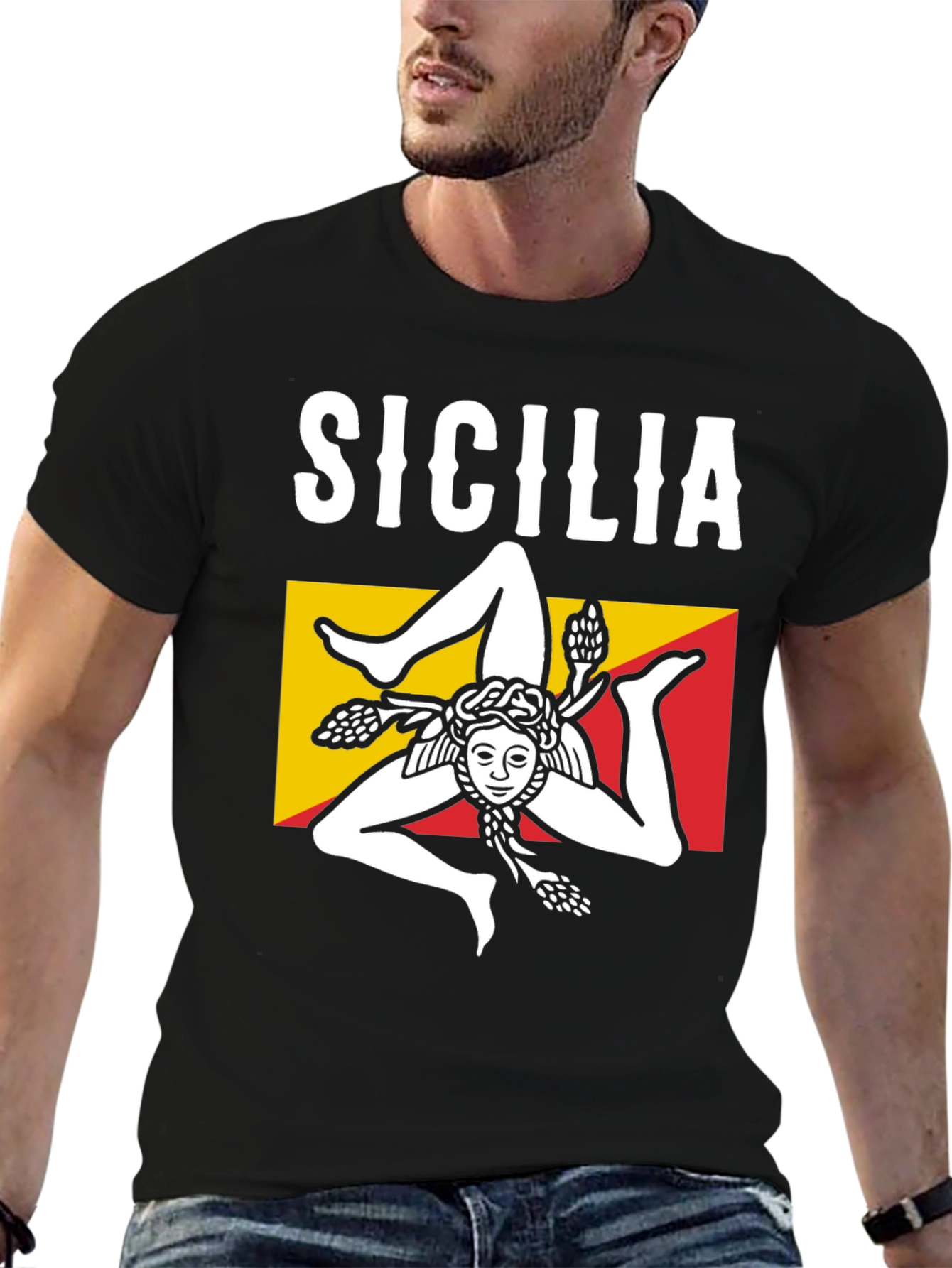 Sicilia T-Shirt Trinacria Symbol Tee