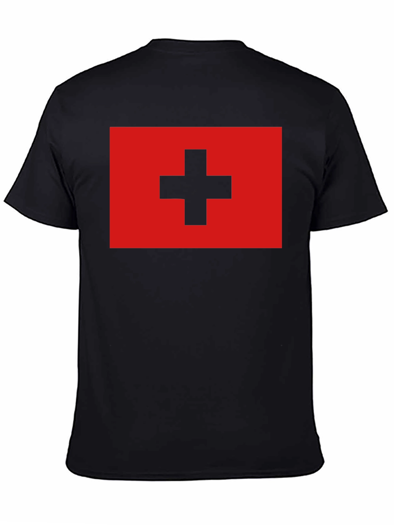 Swiss Flag T-Shirt - Black Cotton Tee