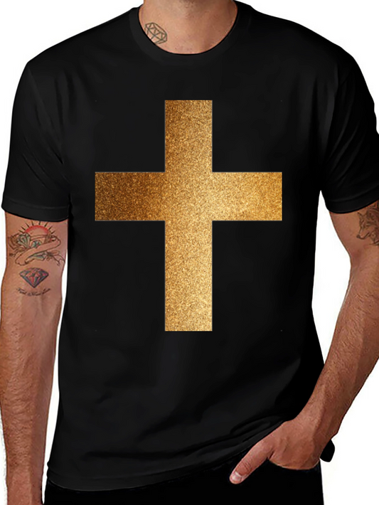 Golden Cross Graphic Black T-Shirt