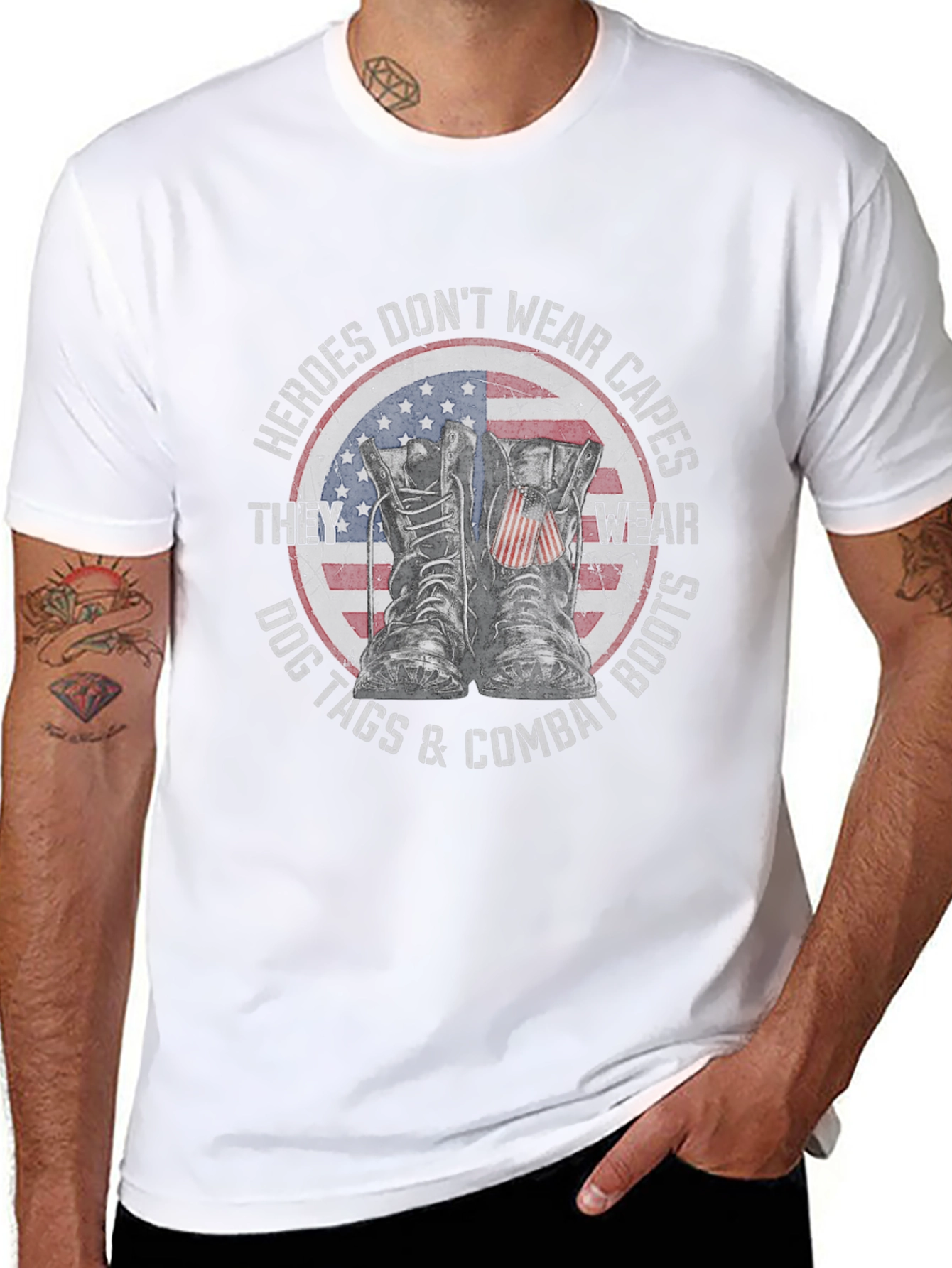 Heroes Dont Wear Capes Patriotic T-Shirt