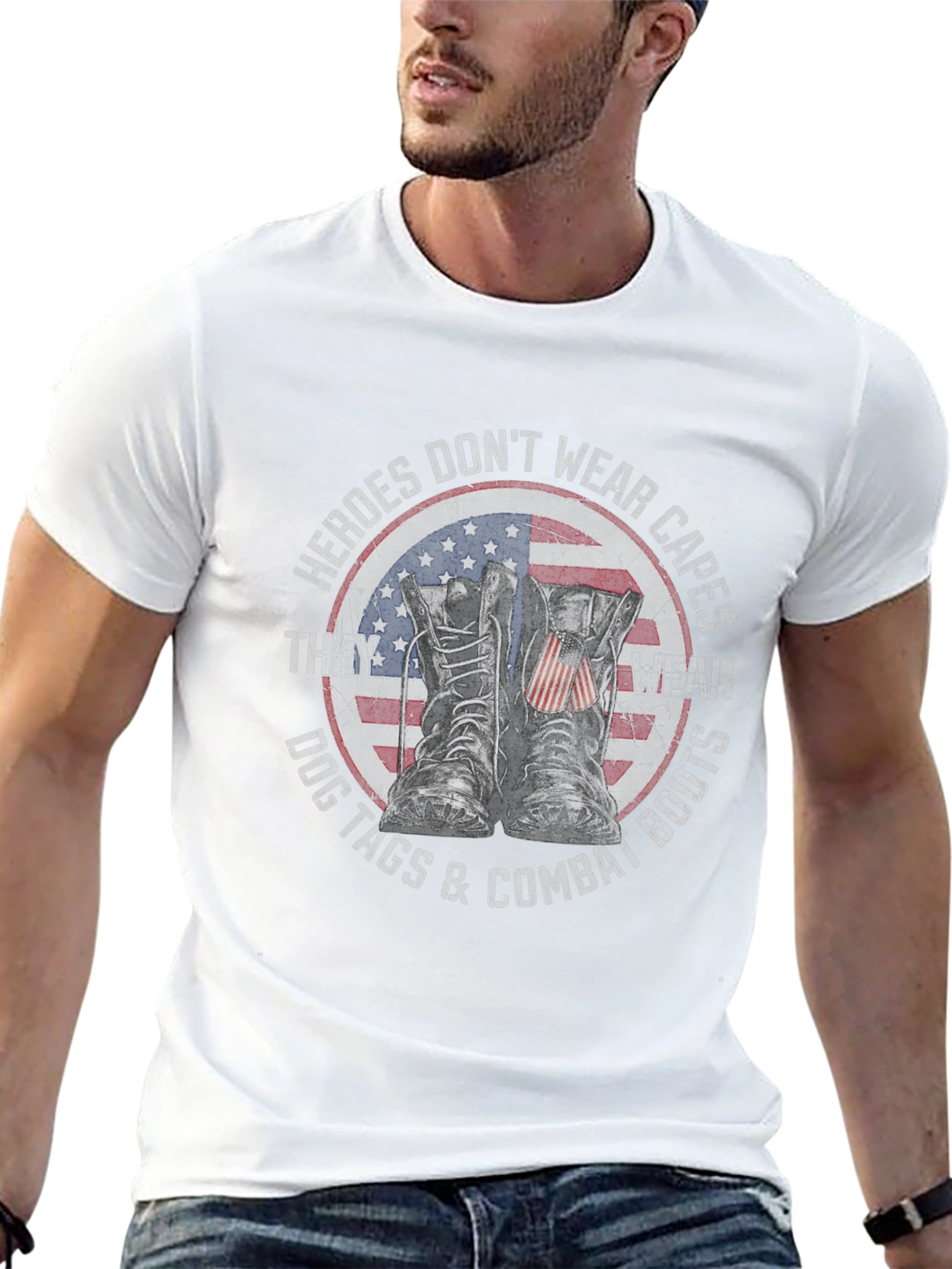 Heroes Dont Wear Capes Patriotic T-Shirt