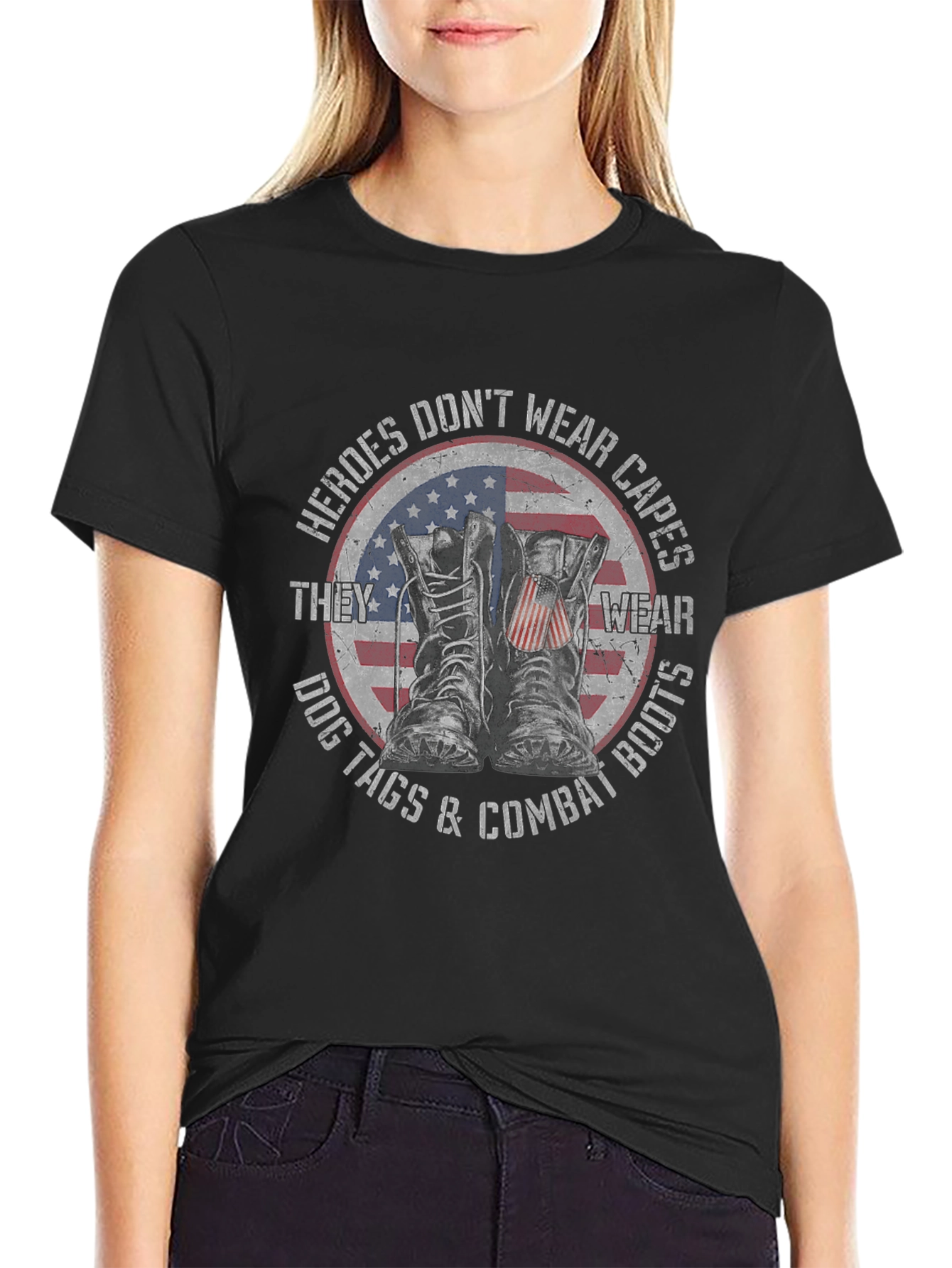 Heroes Dont Wear Capes Patriotic T-Shirt