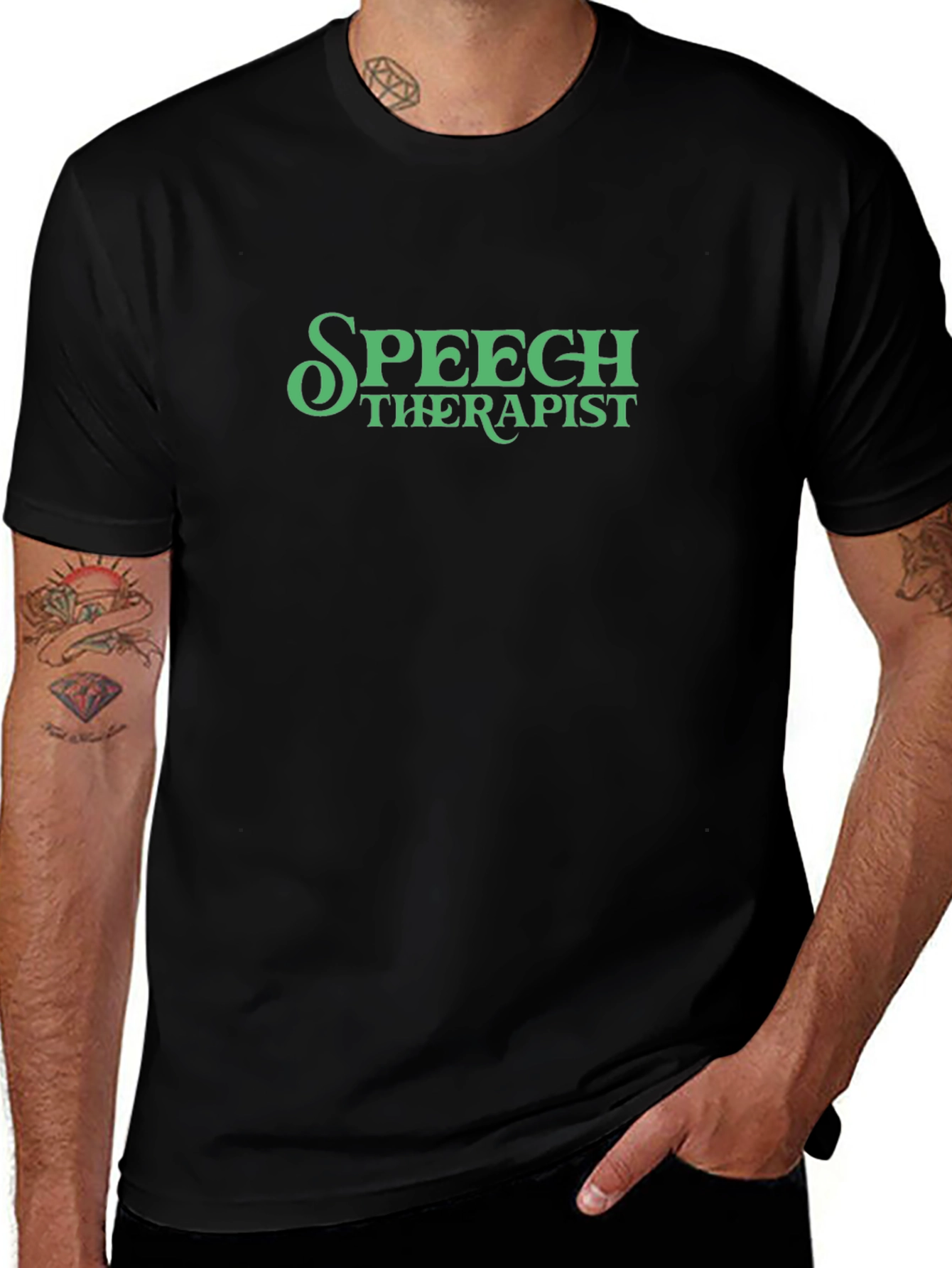Speech Therapist Tee - Green Text Graphic T-Shirt