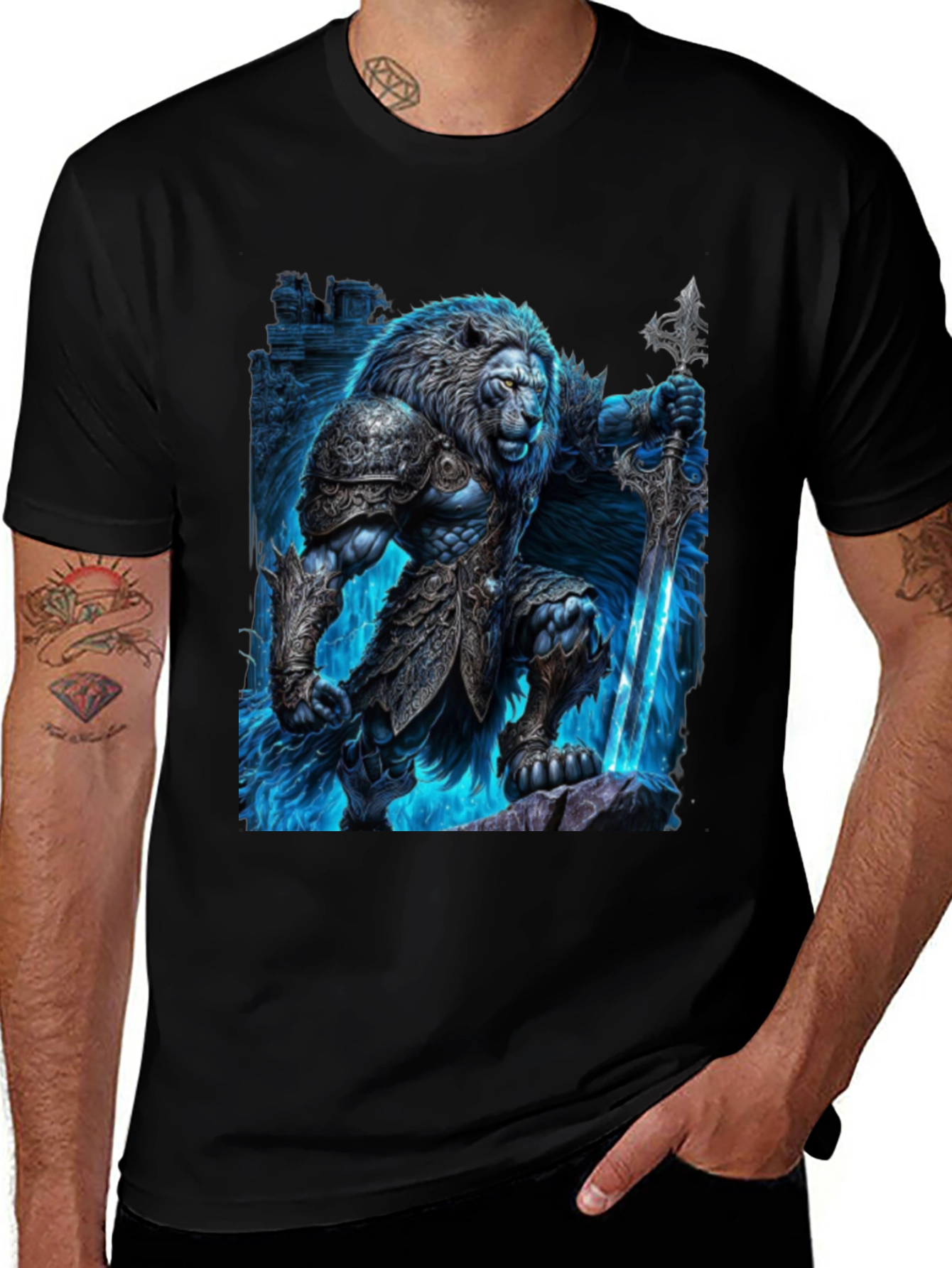 Lion Warrior T-Shirt - Unique Graphic Print