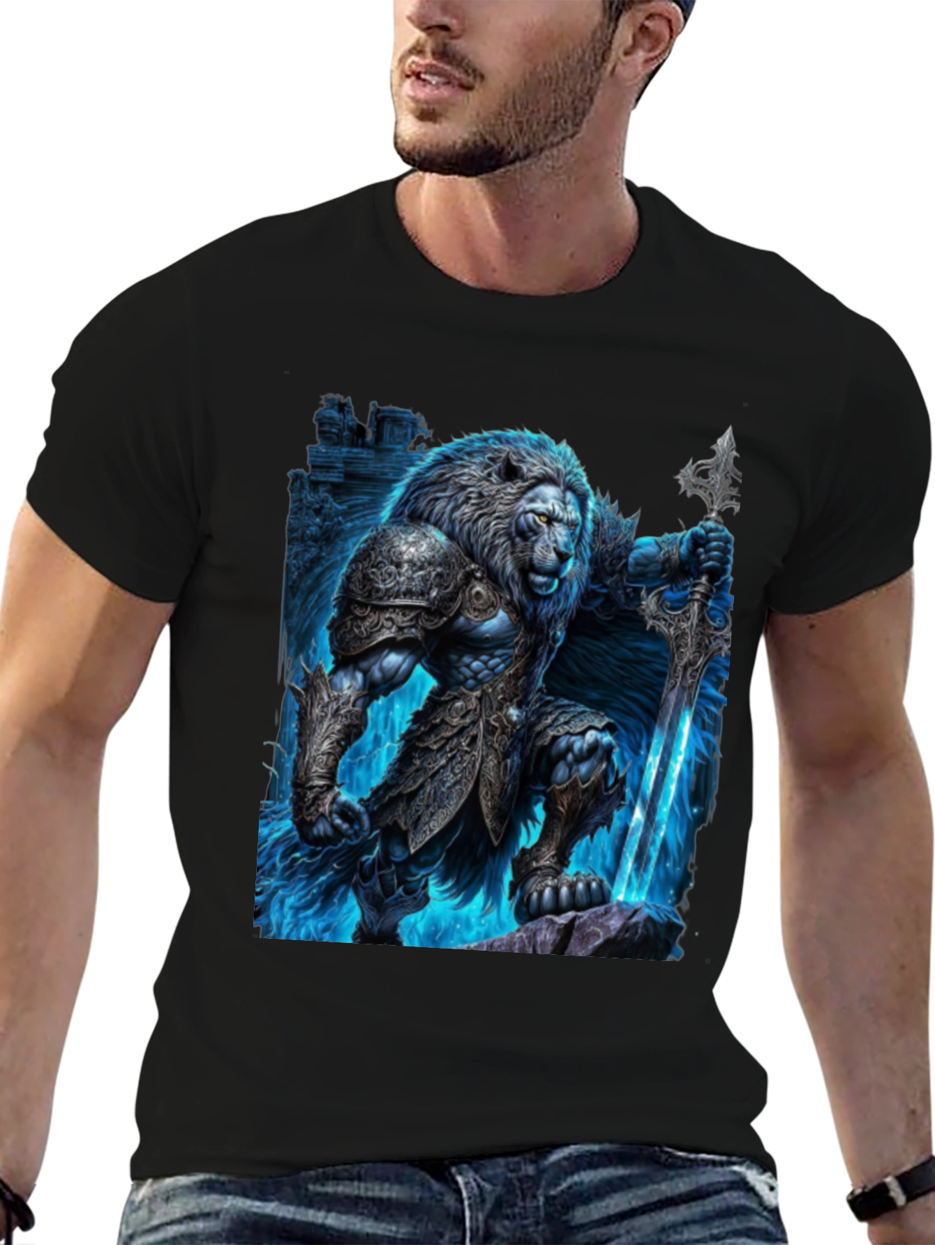Lion Warrior T-Shirt - Unique Graphic Print