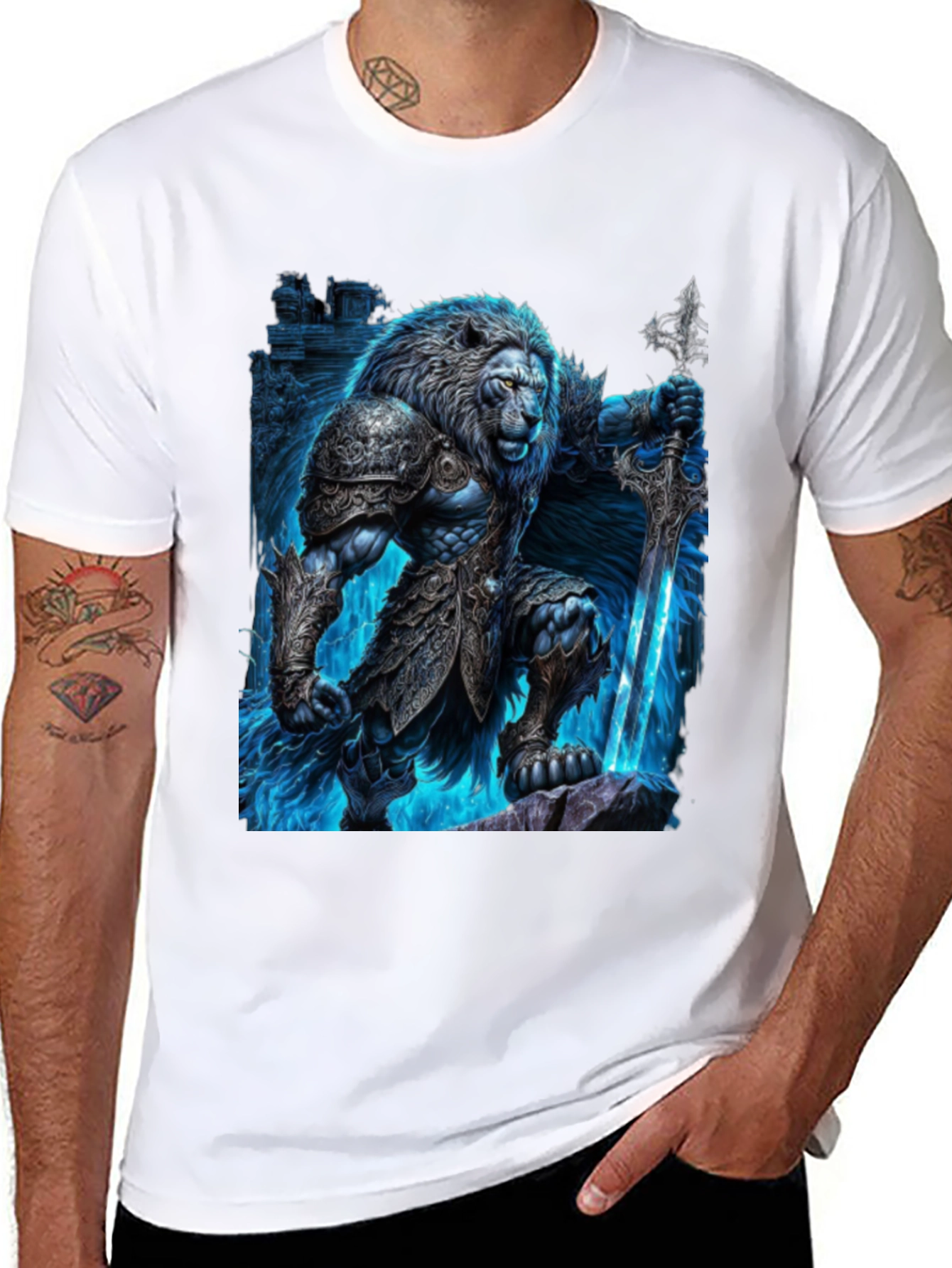 Lion Warrior T-Shirt - Unique Graphic Print