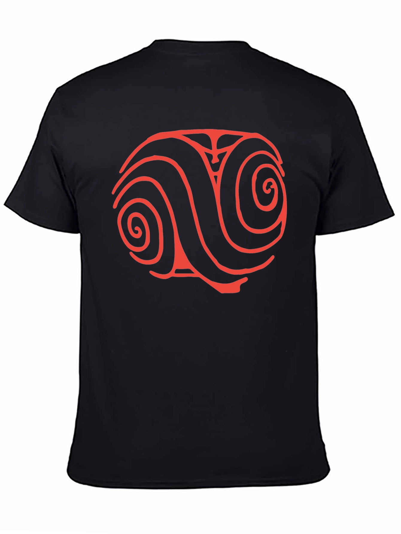 Red Swirl Design Black T-Shirt