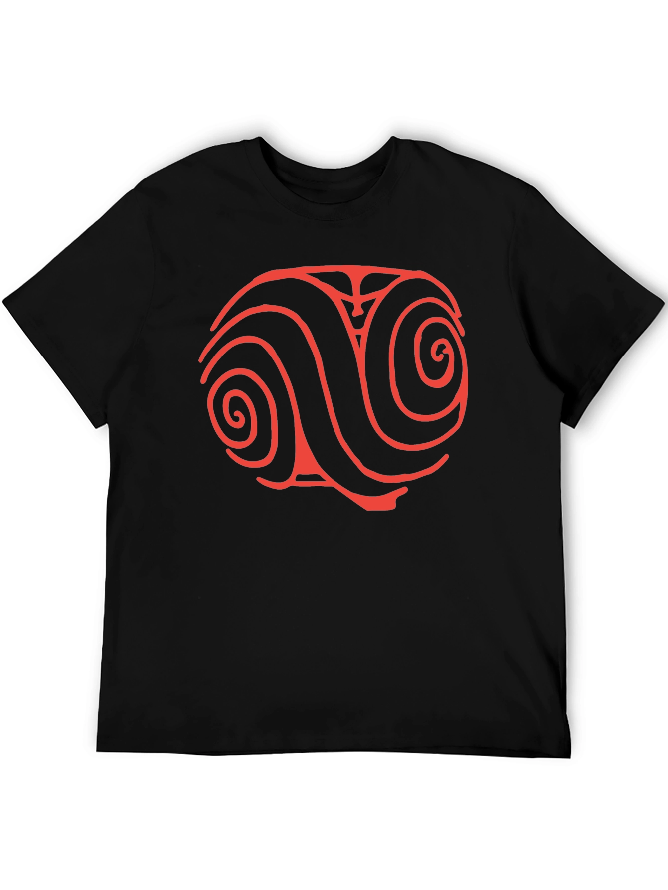 Red Swirl Design Black T-Shirt