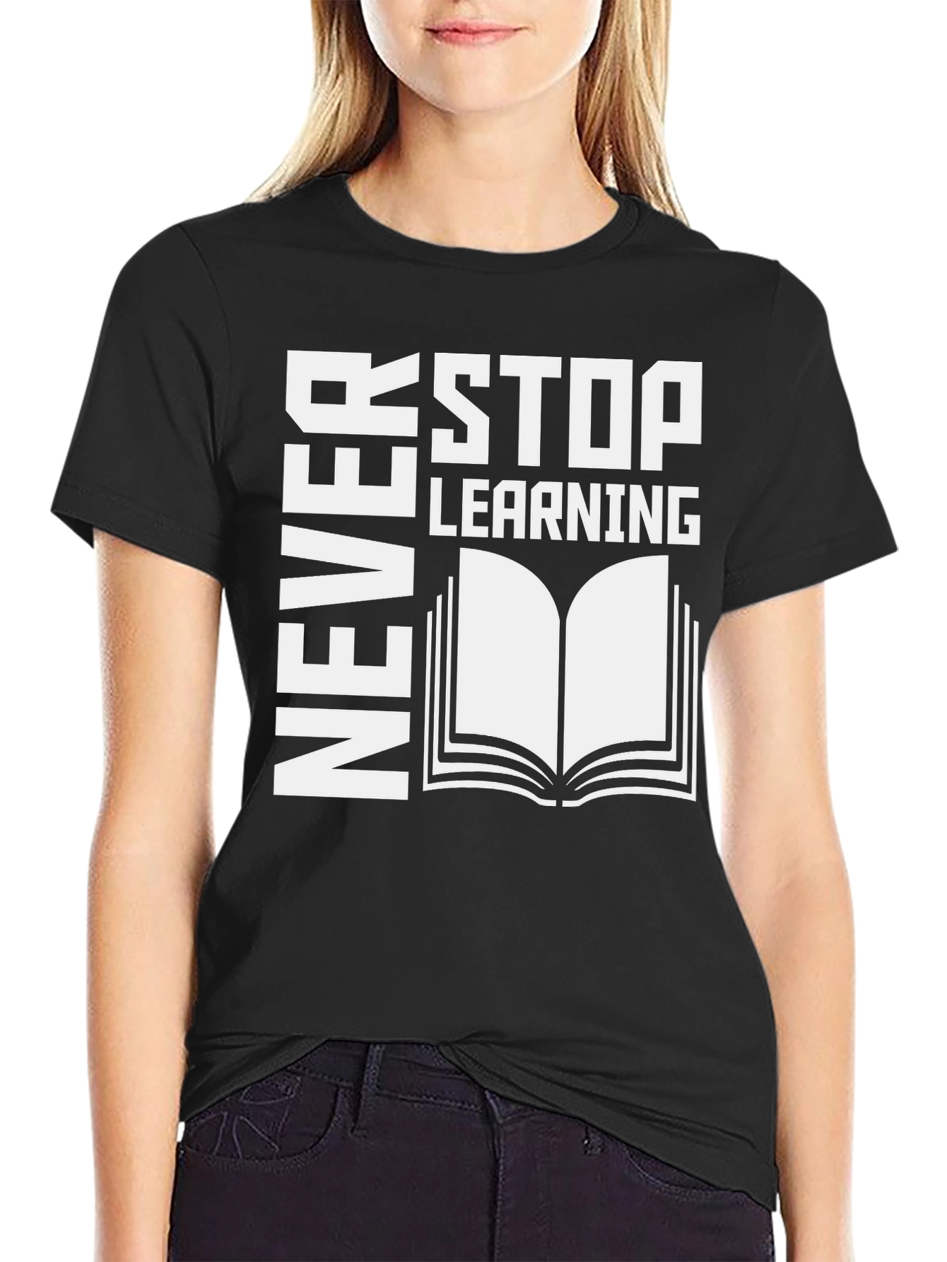 Never Stop Learning T-Shirt Book Graphic Tee