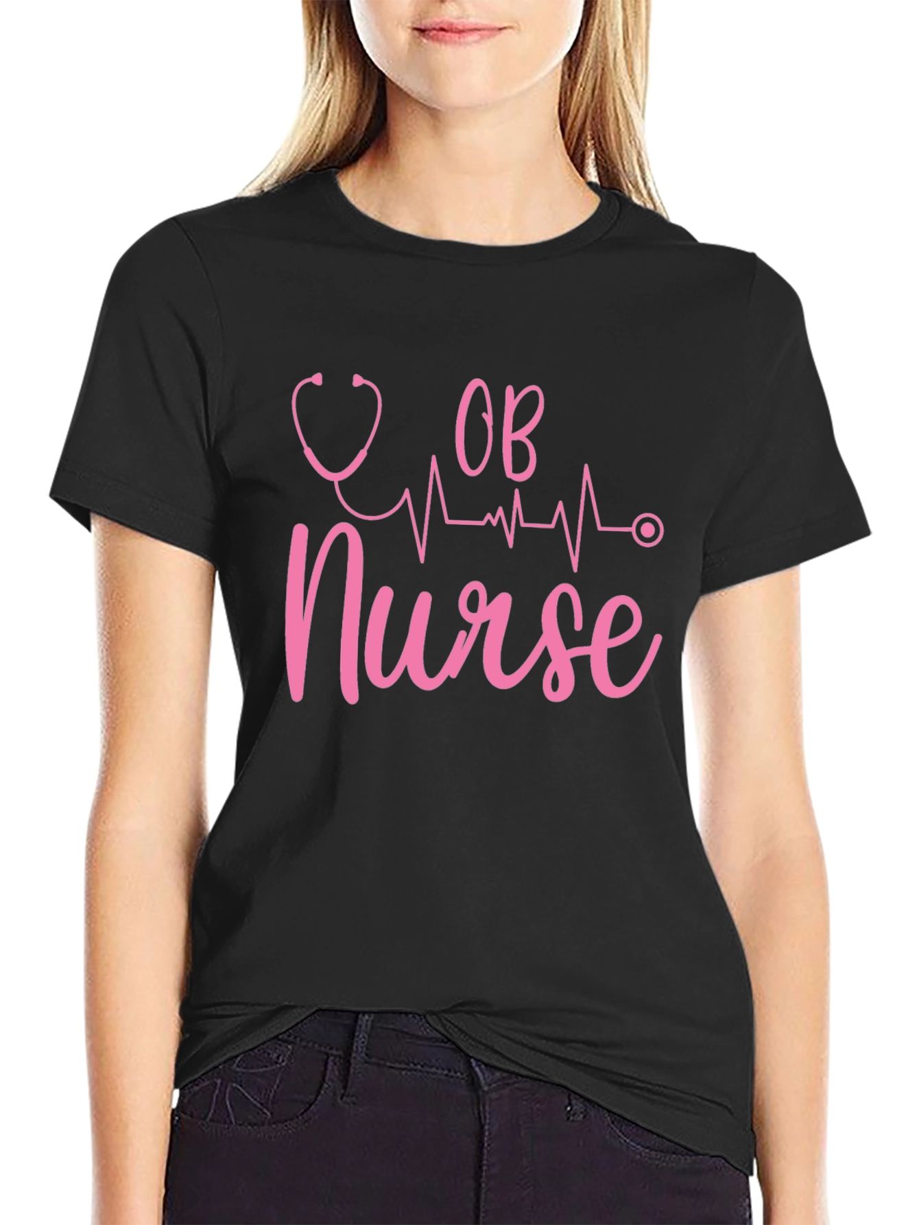 OB Nurse Black T-Shirt