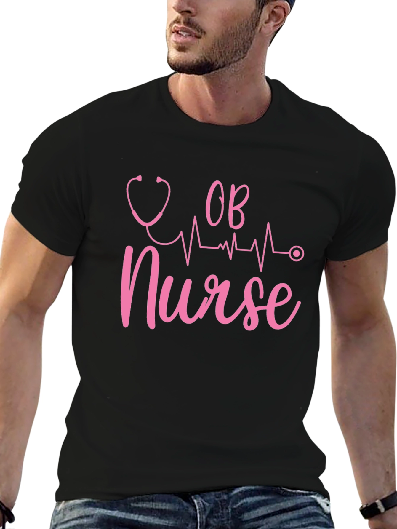 OB Nurse Black T-Shirt