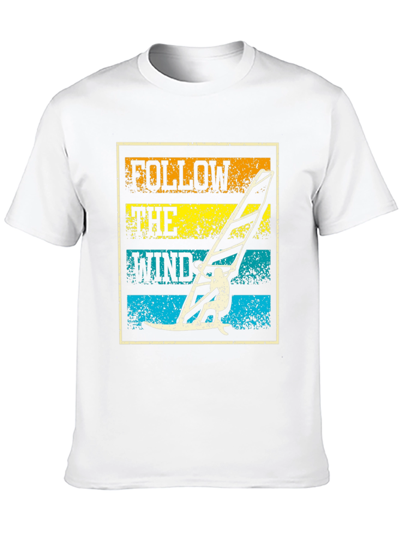 Follow The Wind Black T-Shirt Windsurfing Design