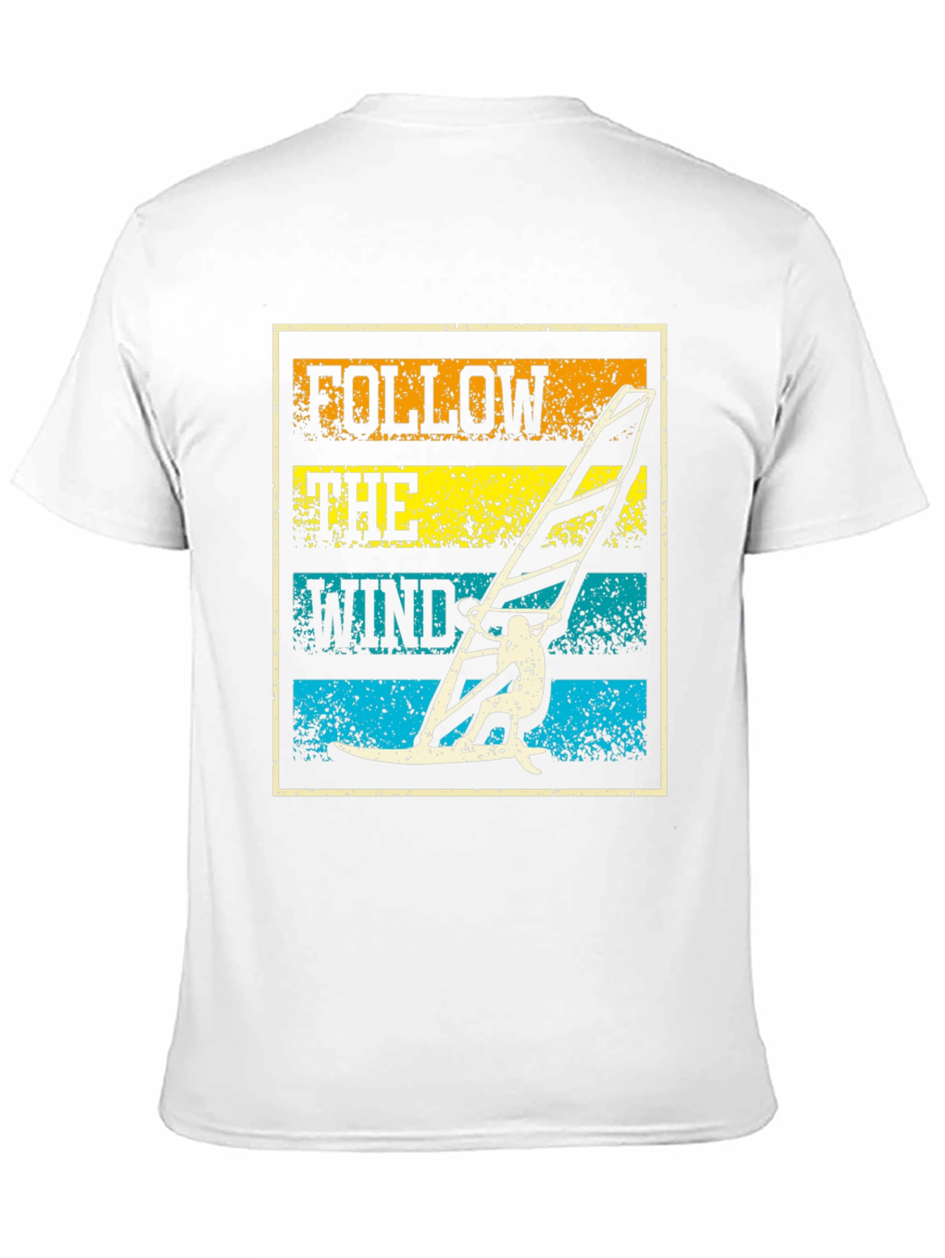 Follow The Wind Black T-Shirt Windsurfing Design