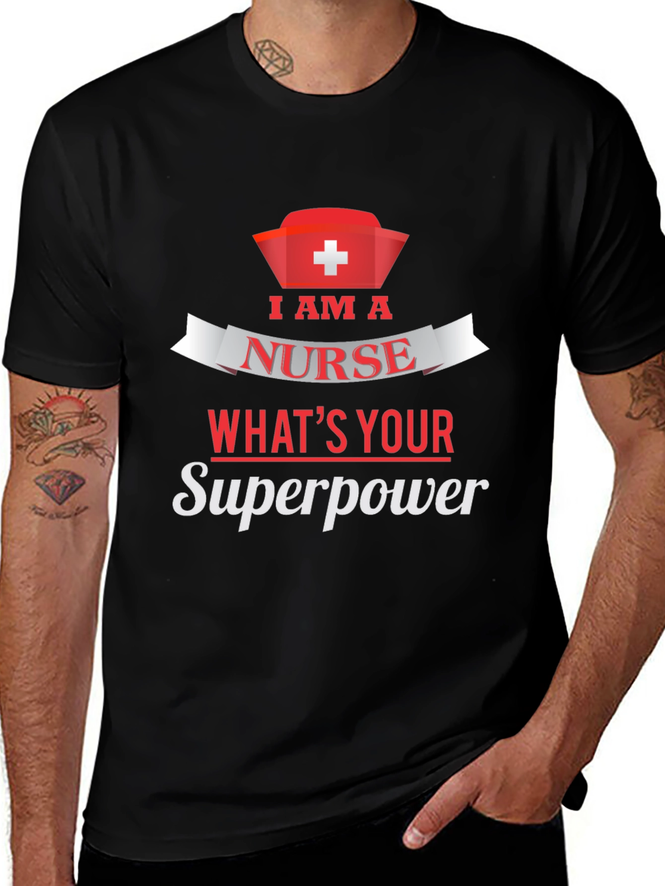 Nurse Superpower T-Shirt - Black Cotton Tee