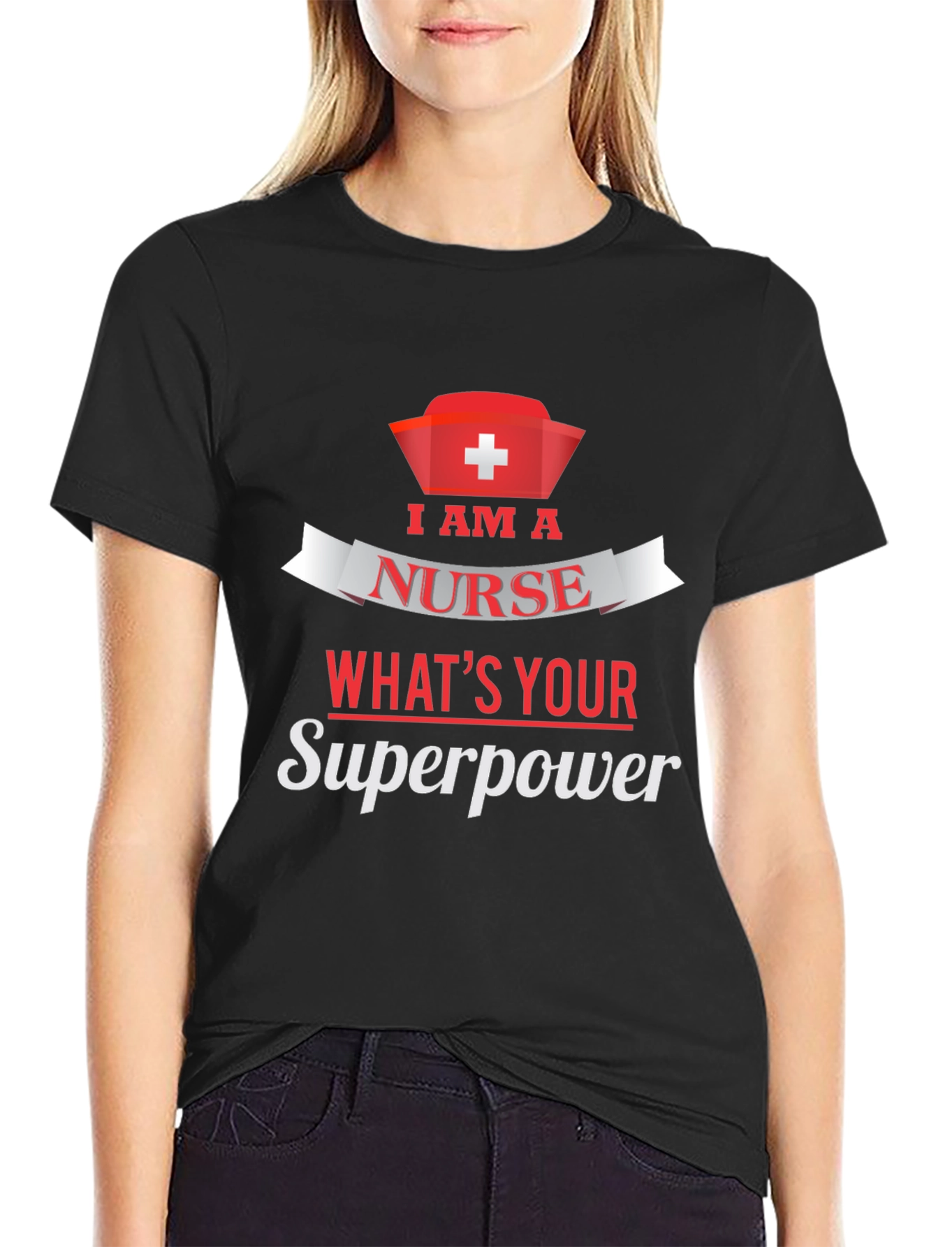 Nurse Superpower T-Shirt - Black Cotton Tee