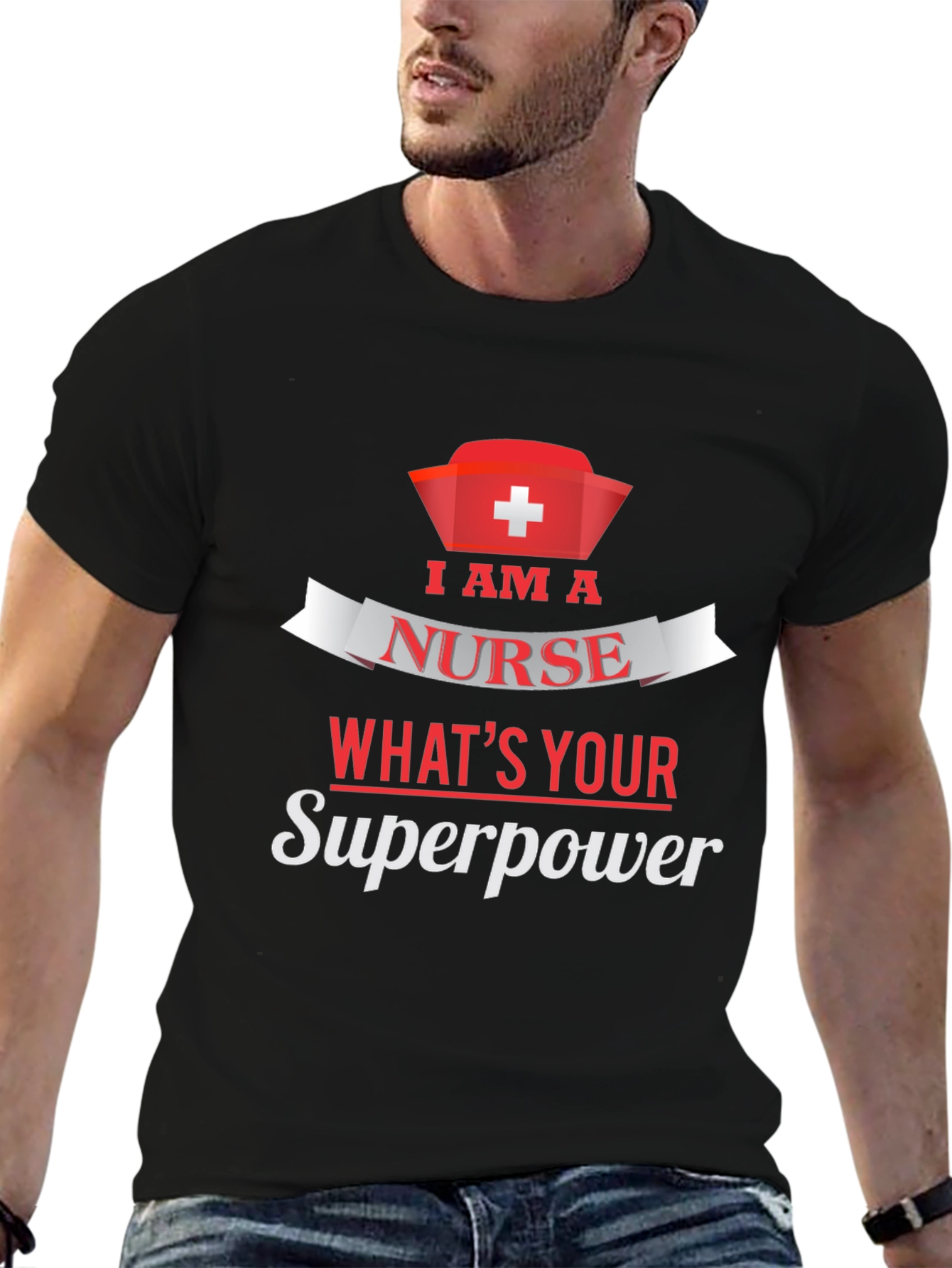 Nurse Superpower T-Shirt - Black Cotton Tee