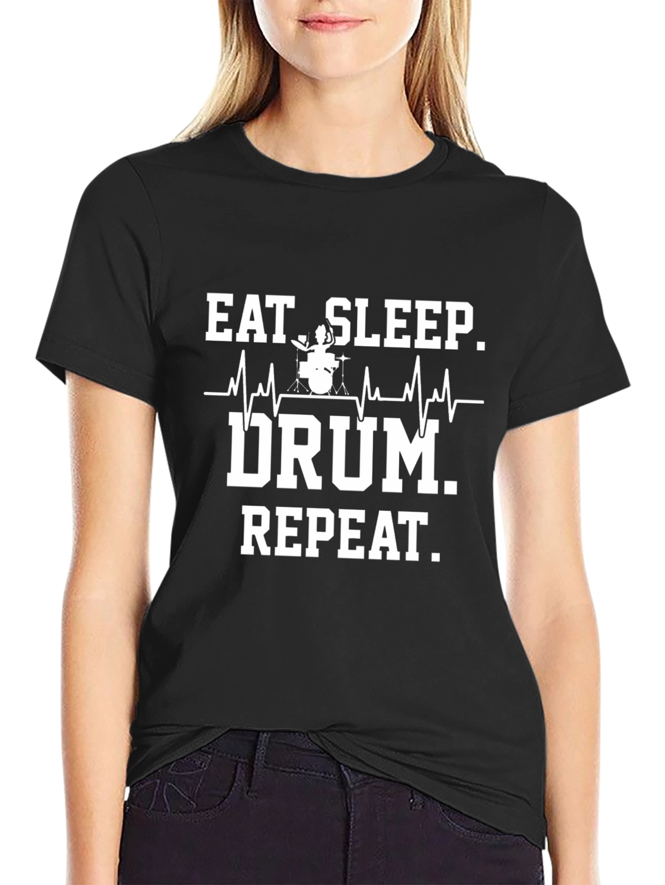 Eat Sleep Drum Repeat Mens Black T-Shirt