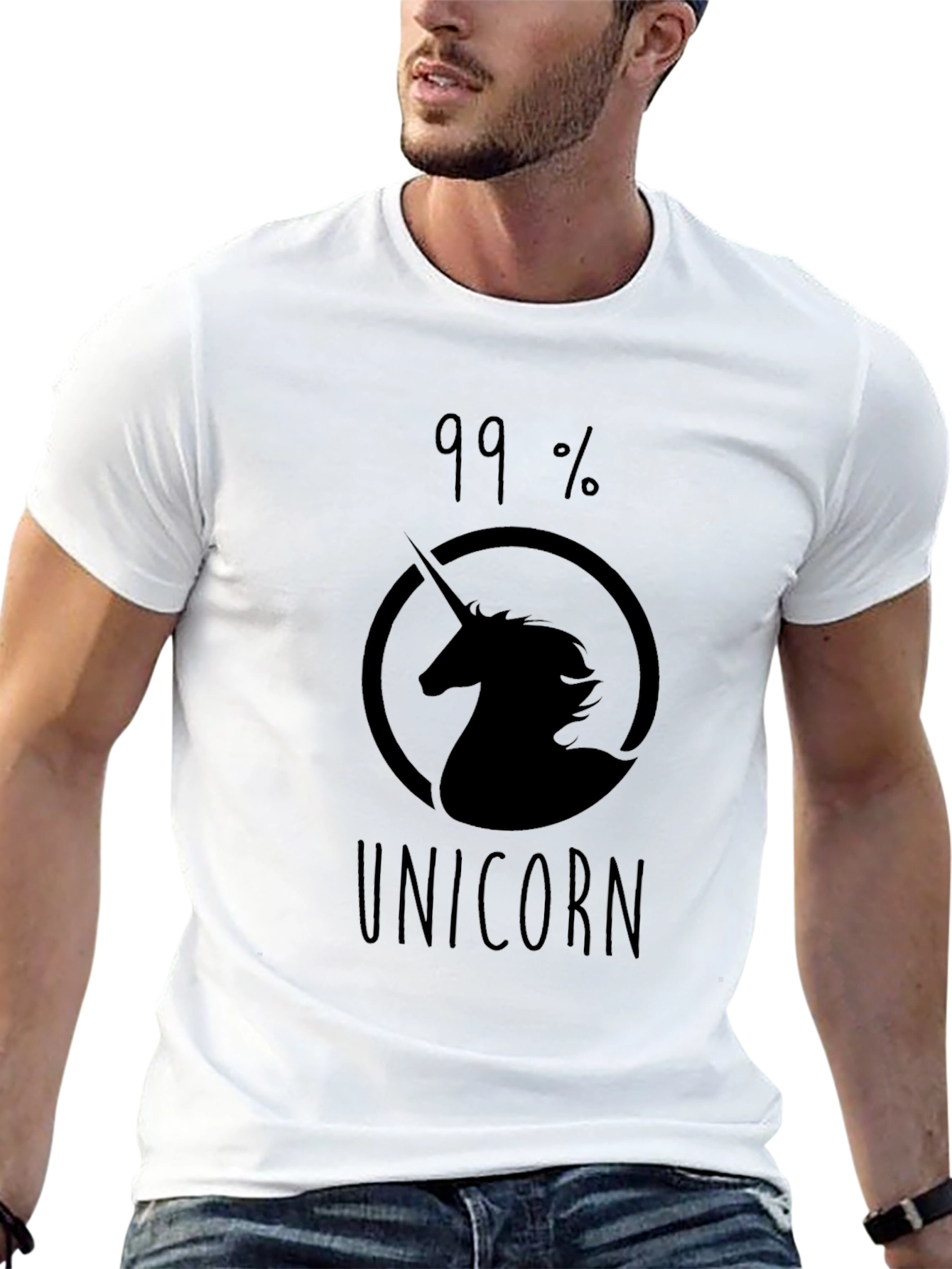 99% Unicorn Black Graphic T-Shirt