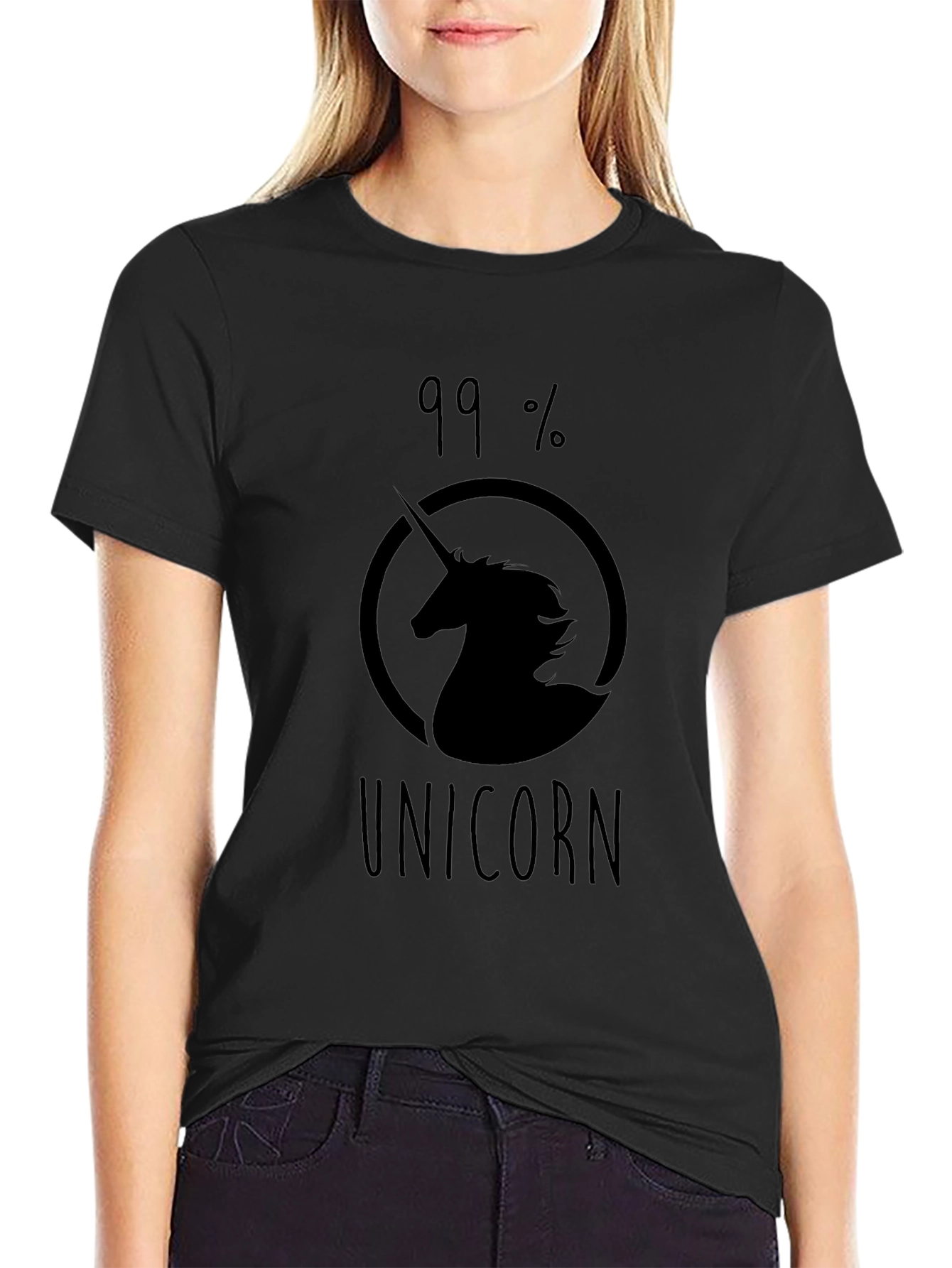 99% Unicorn Black Graphic T-Shirt