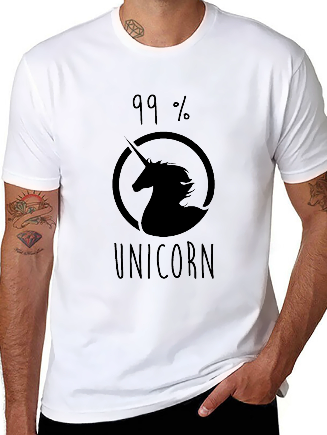 99% Unicorn Black Graphic T-Shirt