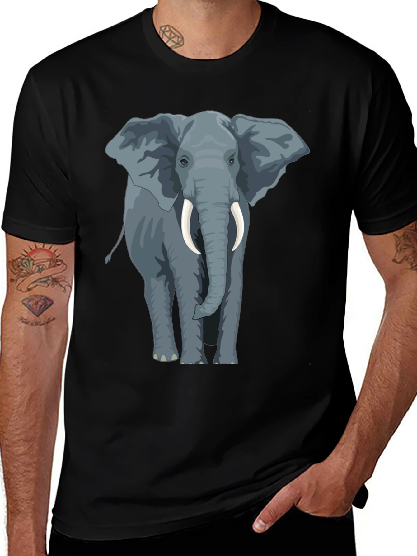 Elephant Graphic Tee - Mens Black T-Shirt