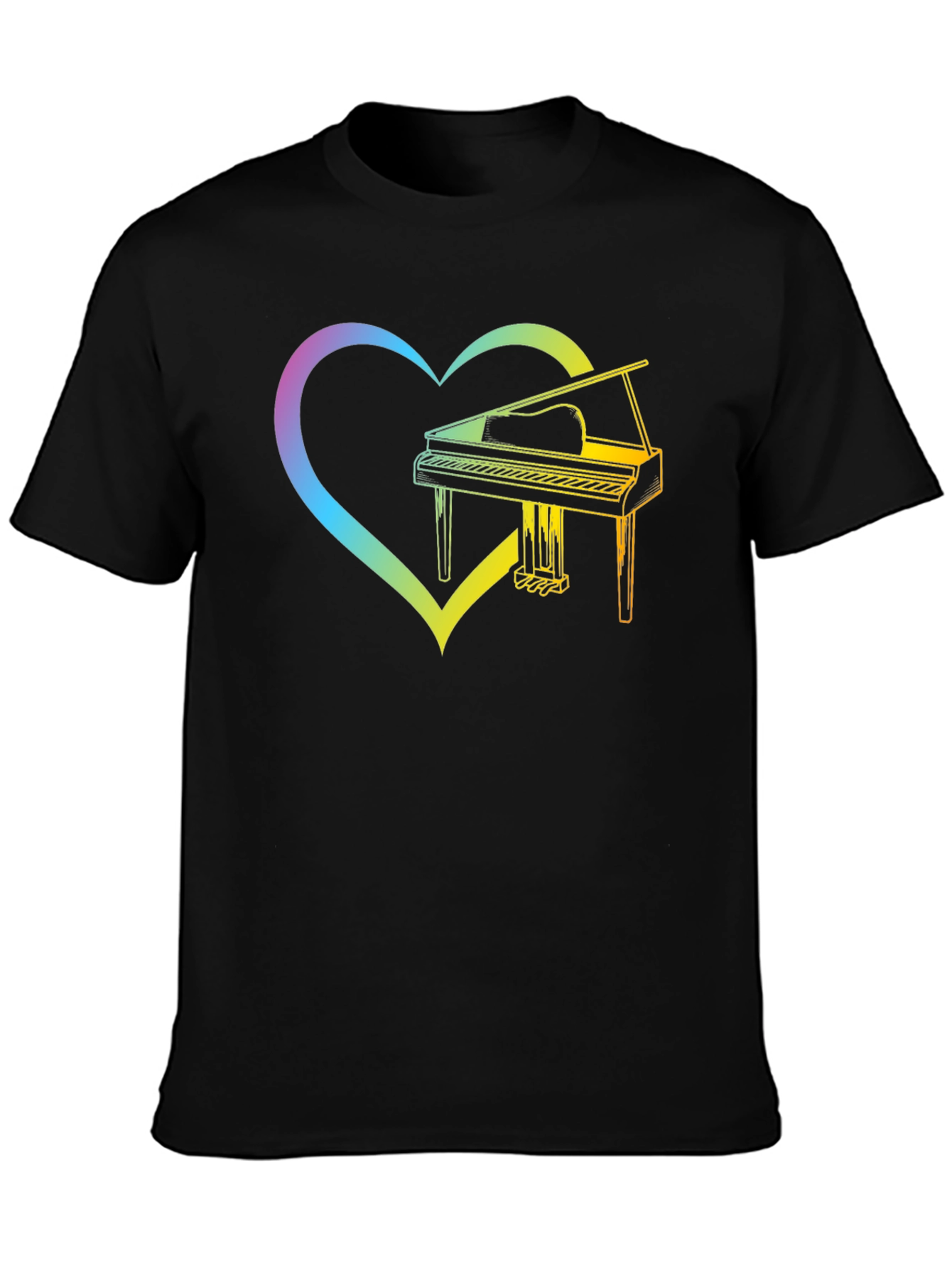 Rainbow Piano Heart Graphic Tee