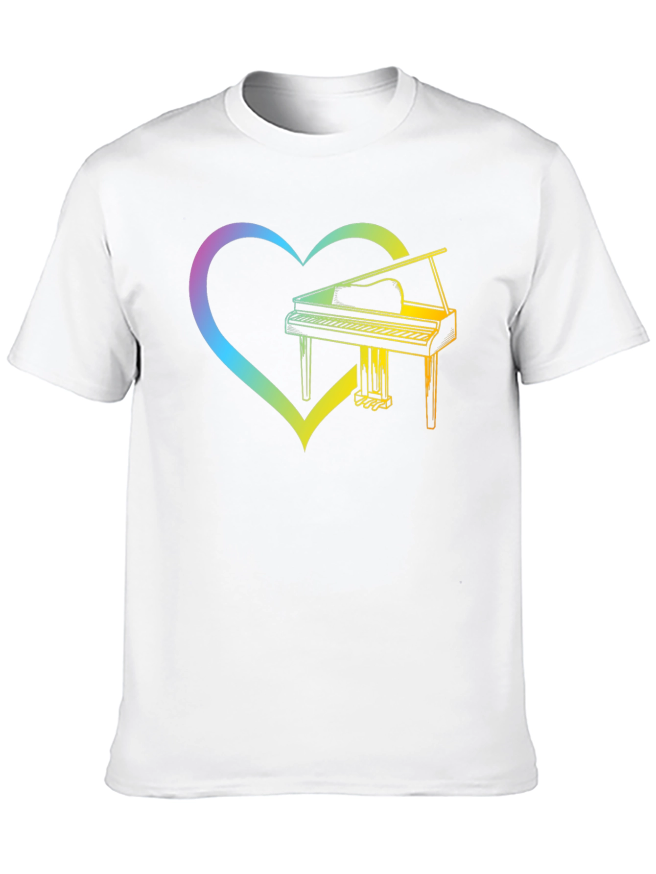 Rainbow Piano Heart Graphic Tee