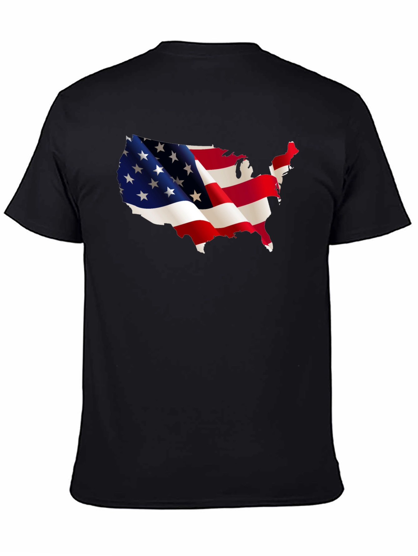 USA Flag Map Graphic Tee - Patriotic Black T-Shirt