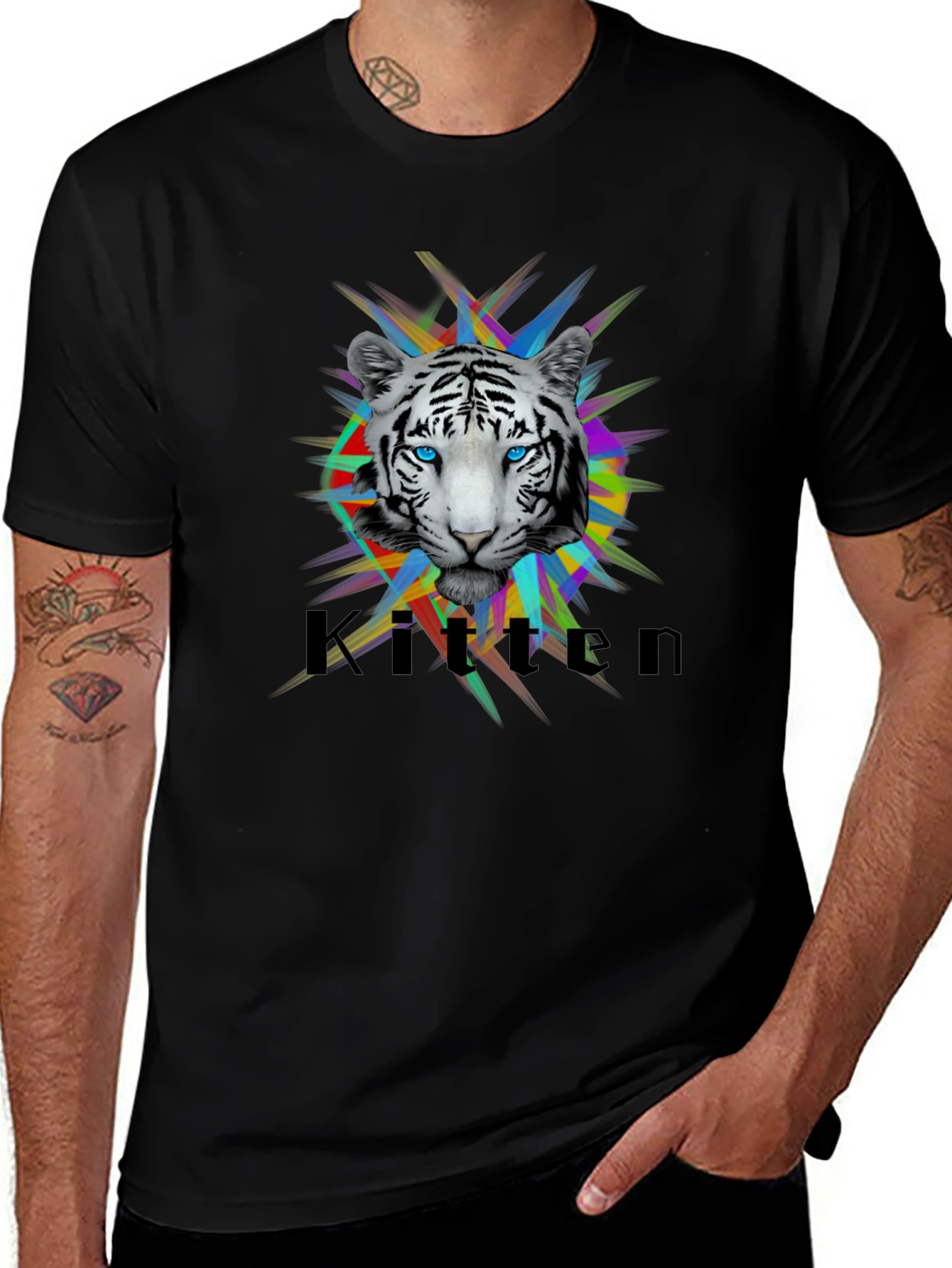 Cool Kitten Tiger Graphic T-Shirt - Black
