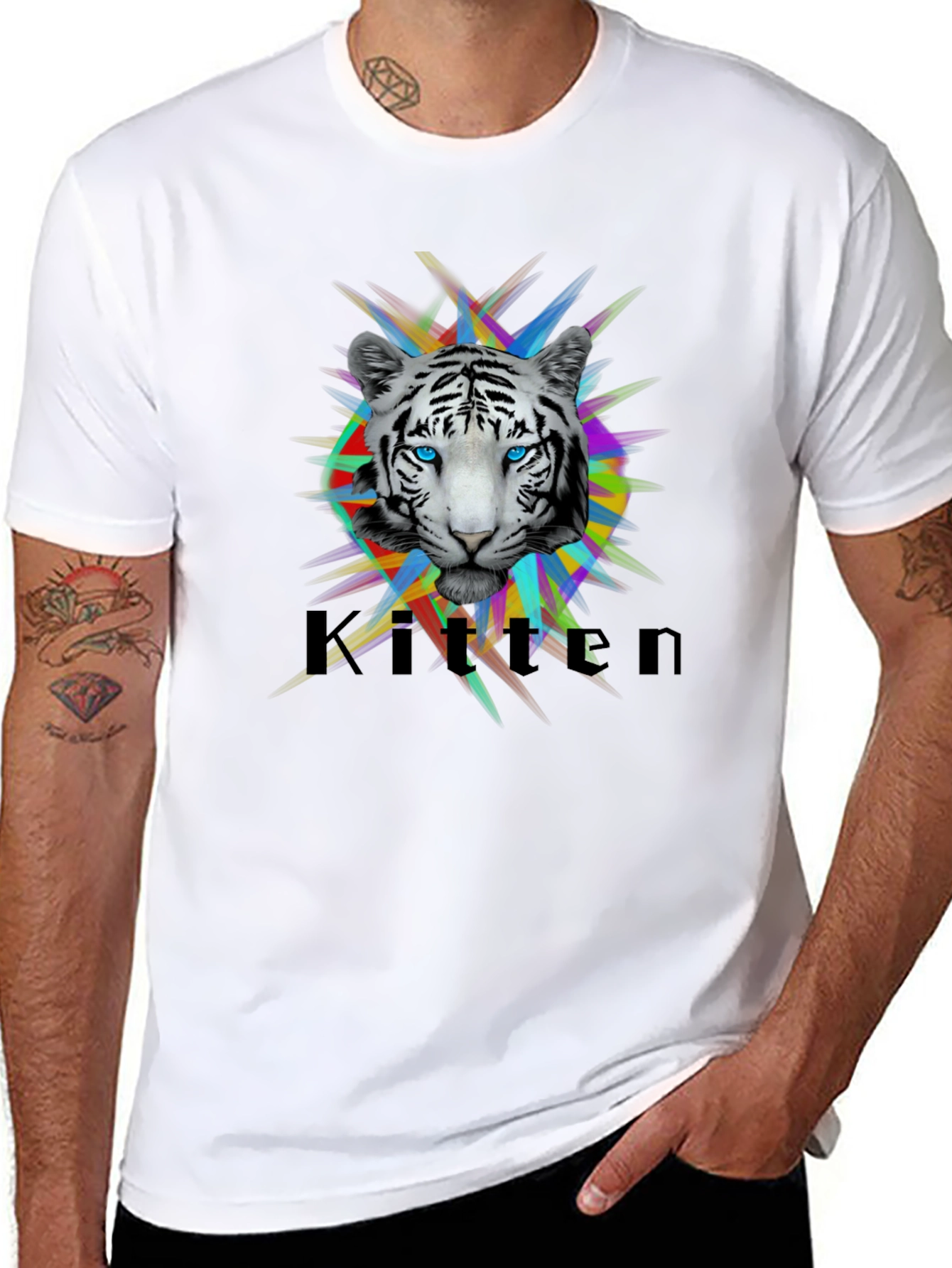 Cool Kitten Tiger Graphic T-Shirt - Black