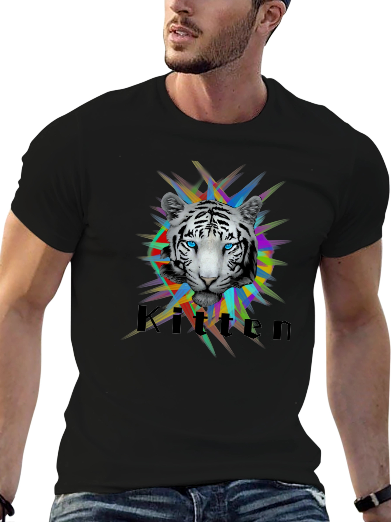 Cool Kitten Tiger Graphic T-Shirt - Black