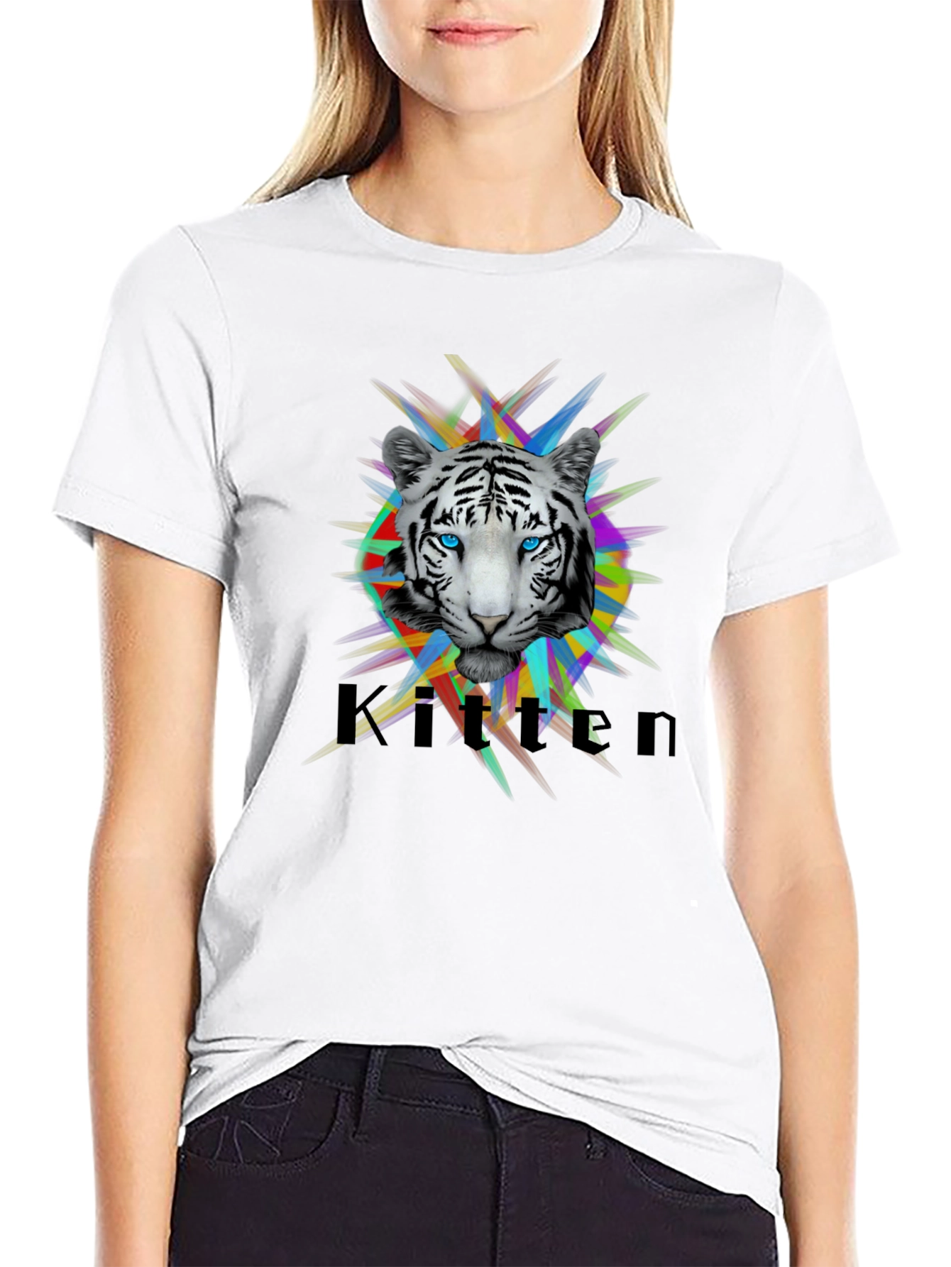 Cool Kitten Tiger Graphic T-Shirt - Black