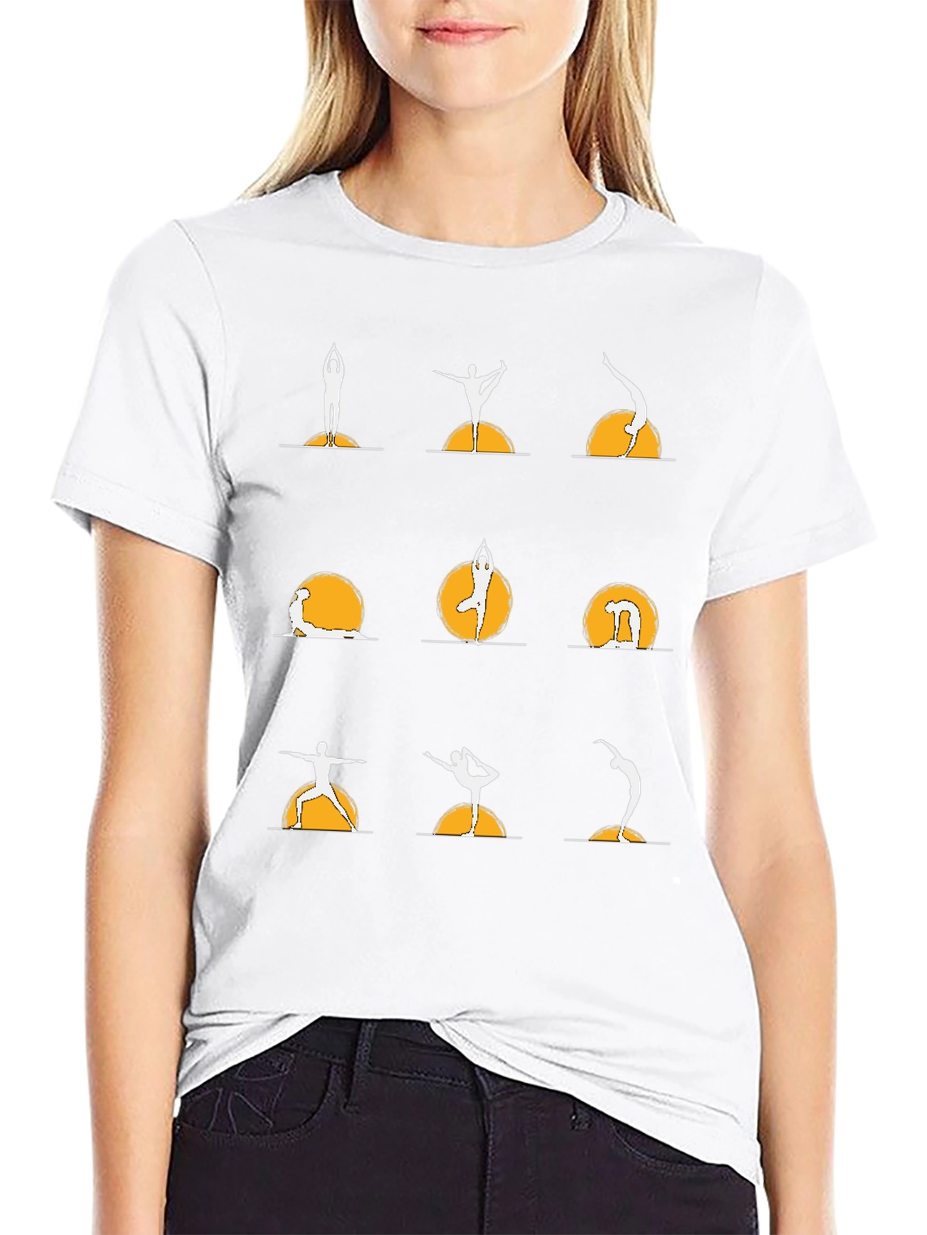 Yoga Poses Graphic Tee - Black Cotton T-Shirt